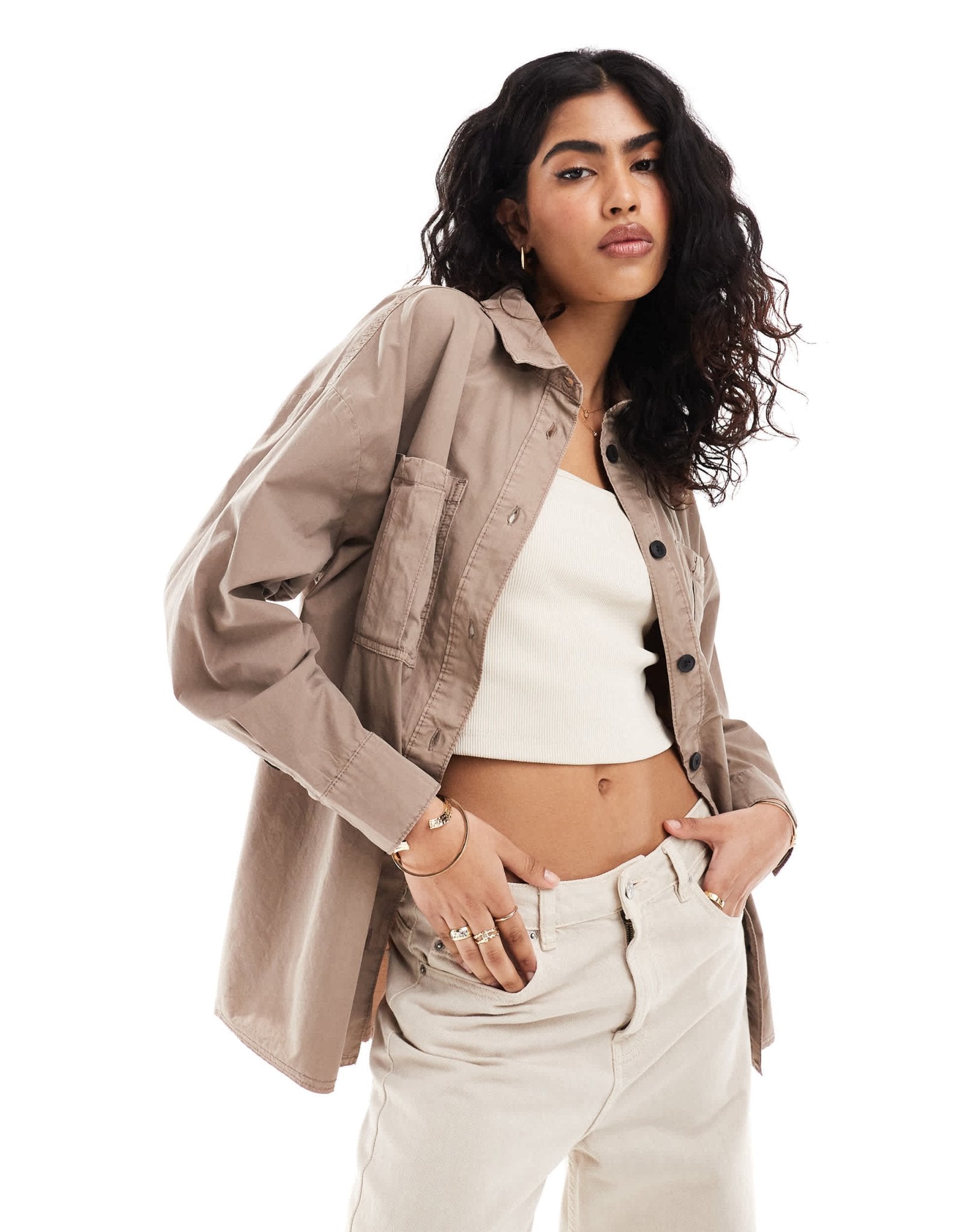 ASOS DESIGN utility shirt in washed sand - ASOS Sample Sale