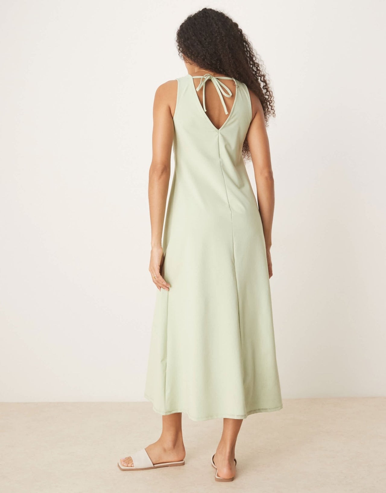 ASOS DESIGN V front lace insert midi dress in sage - ASOS Sample Sale