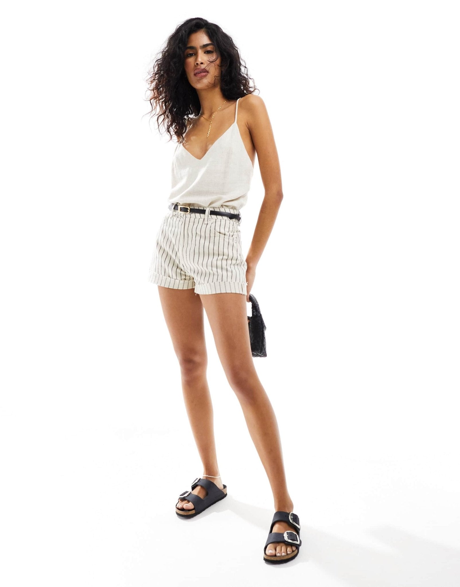 ASOS DESIGN v neck linen cami in stone - ASOS Sample Sale