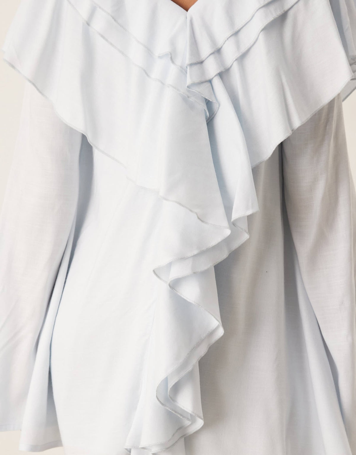 ASOS DESIGN v neck smock mini dress with ruffles in blue - ASOS Sample Sale