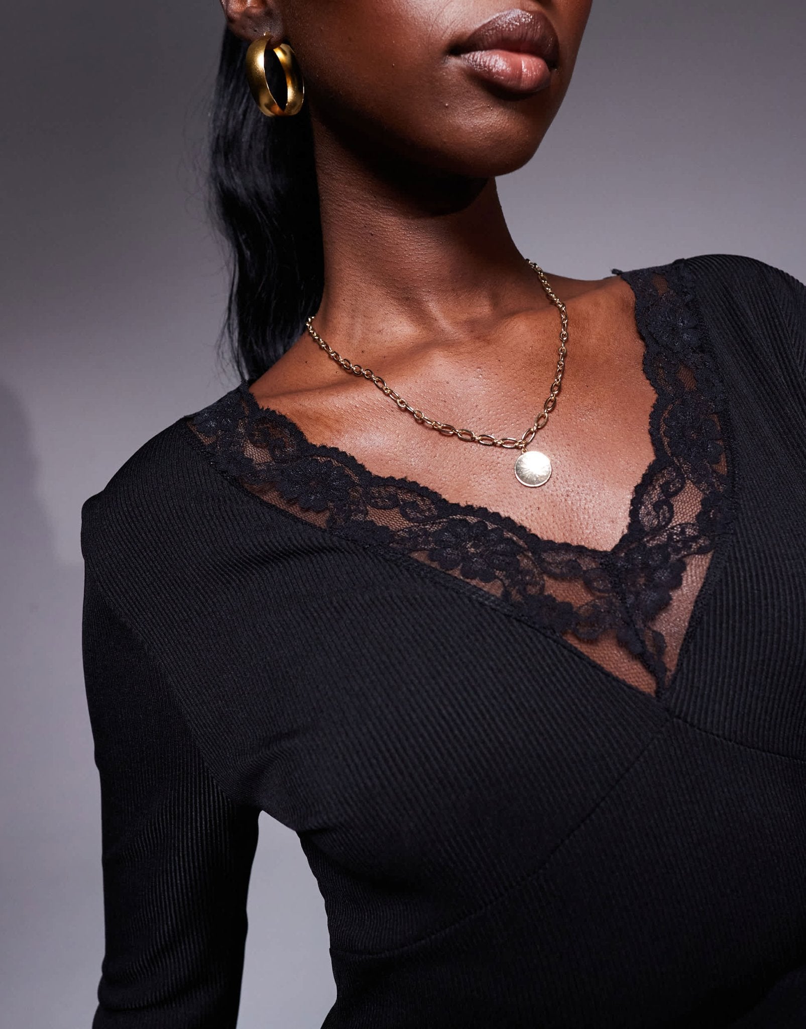 ASOS DESIGN V - neck soft flare ribbed mini dress in black - ASOS Sample Sale