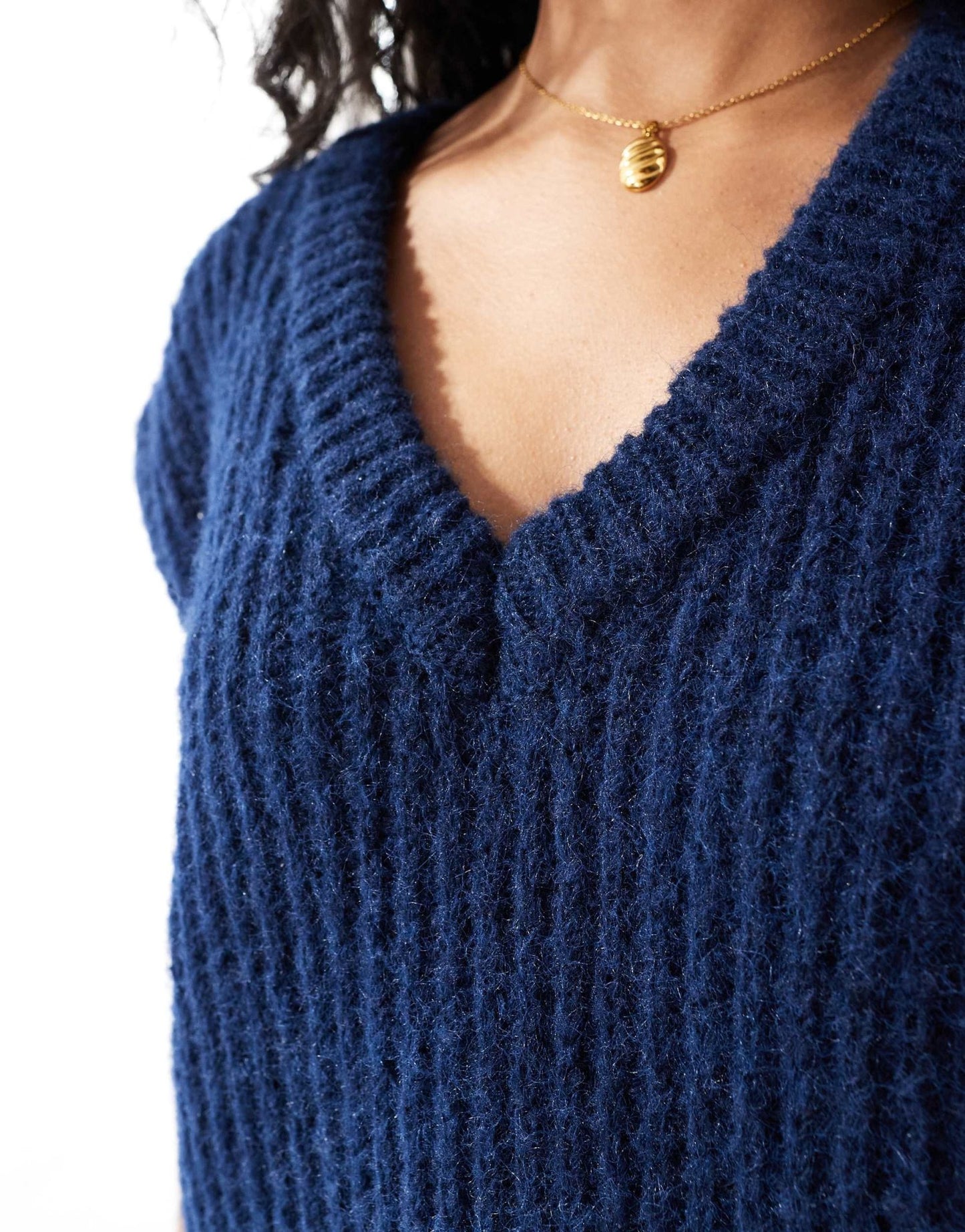 ASOS DESIGN v neck tank in fluffy yarn in navy - ASOS Sample Sale