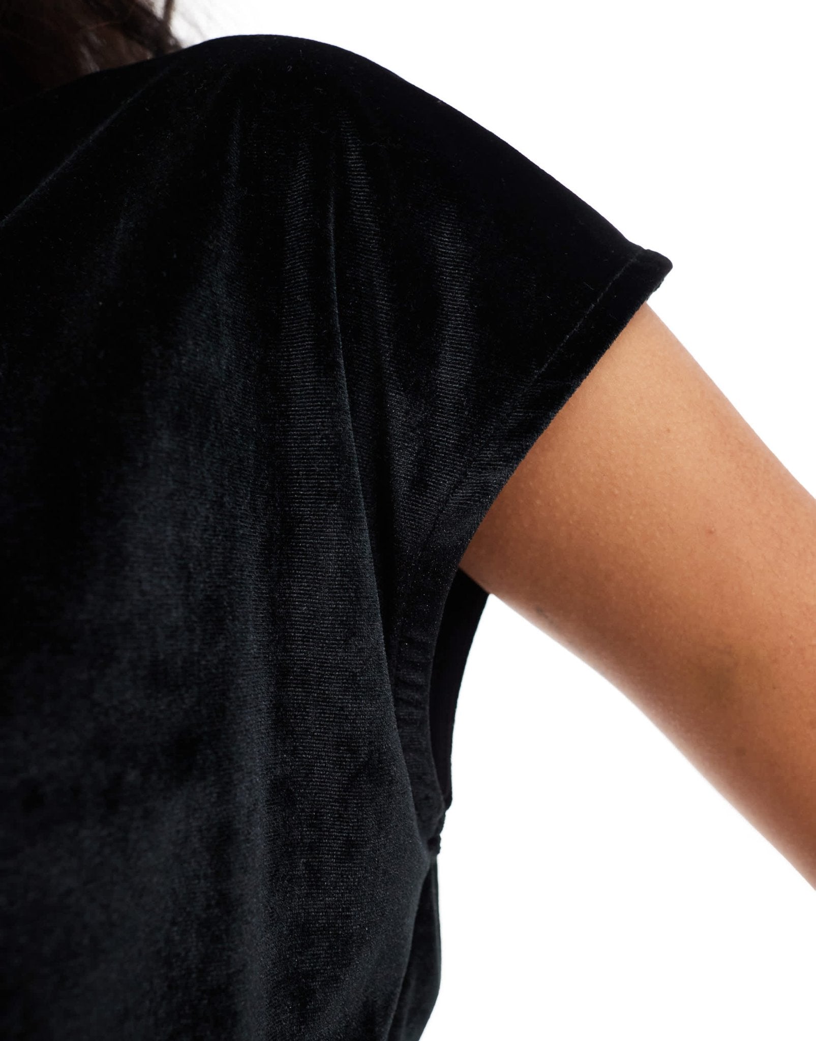 ASOS DESIGN velvet cinched waist top in black - ASOS Sample Sale