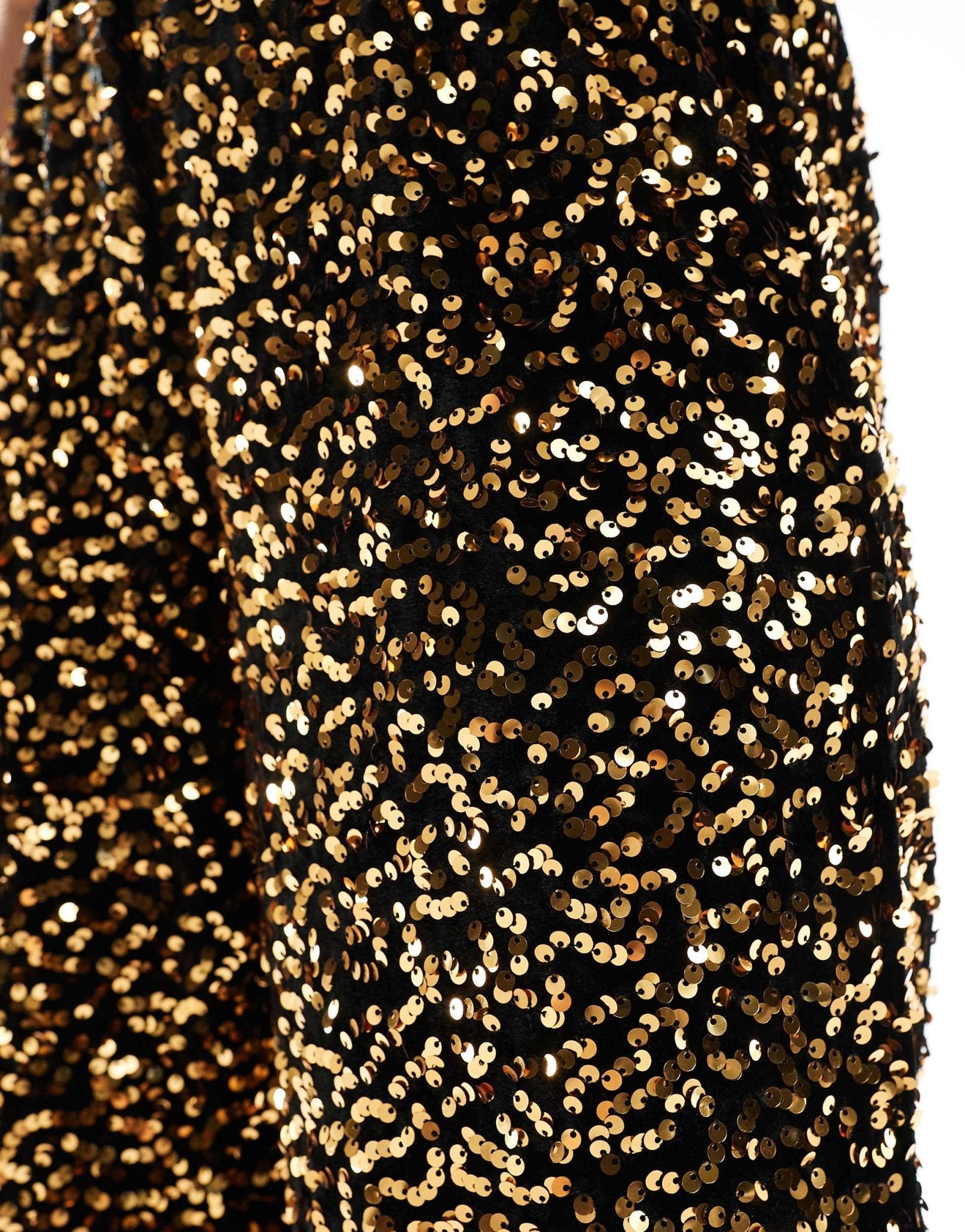 ASOS DESIGN velvet sequin pull on trouser in gold - ASOS Sample Sale