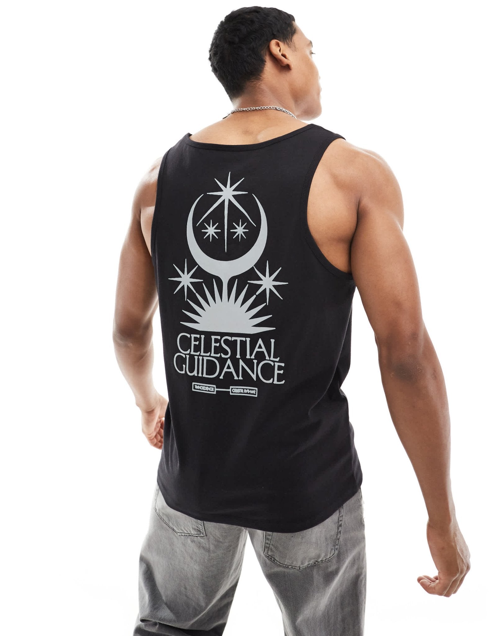 ASOS DESIGN vest in black with celestial back print - ASOS Sample Sale