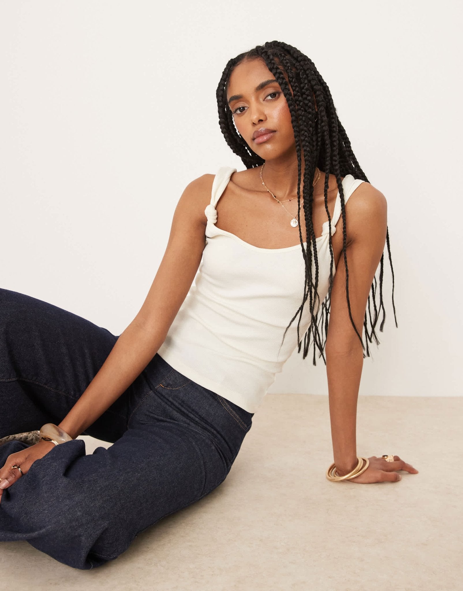 ASOS DESIGN vest with knot strap detail in white - ASOS Sample Sale