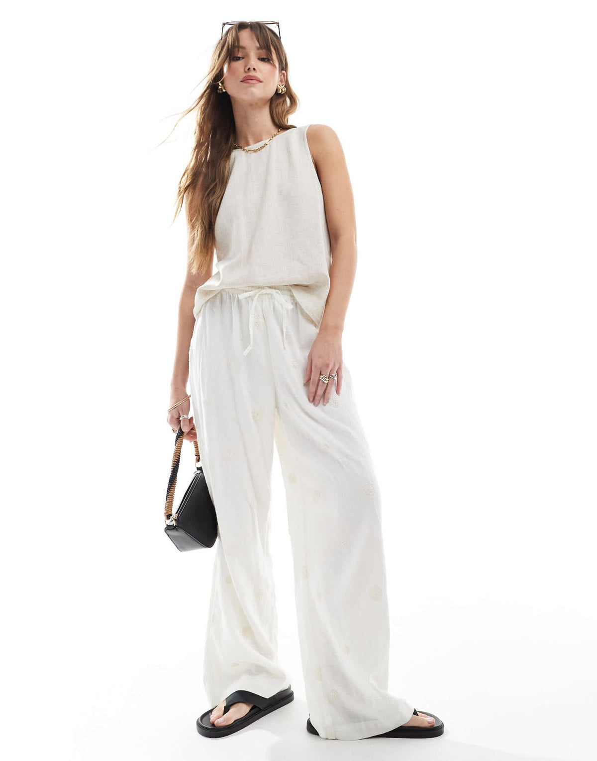ASOS DESIGN vest with scoop back in linen blend in stone - ASOS Sample Sale