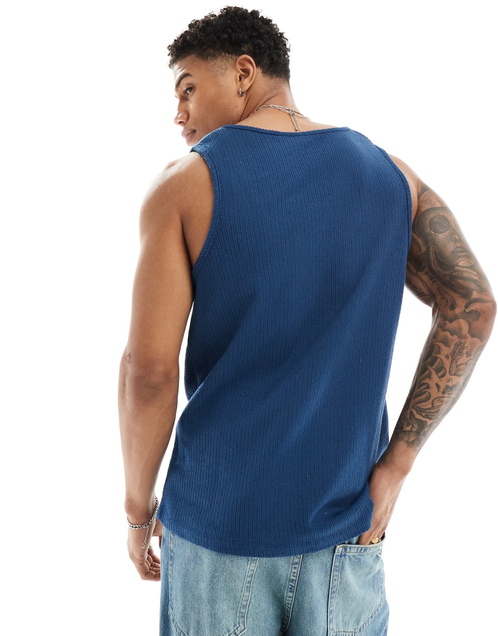 ASOS DESIGN vest with textured rib in navy - ASOS Sample Sale