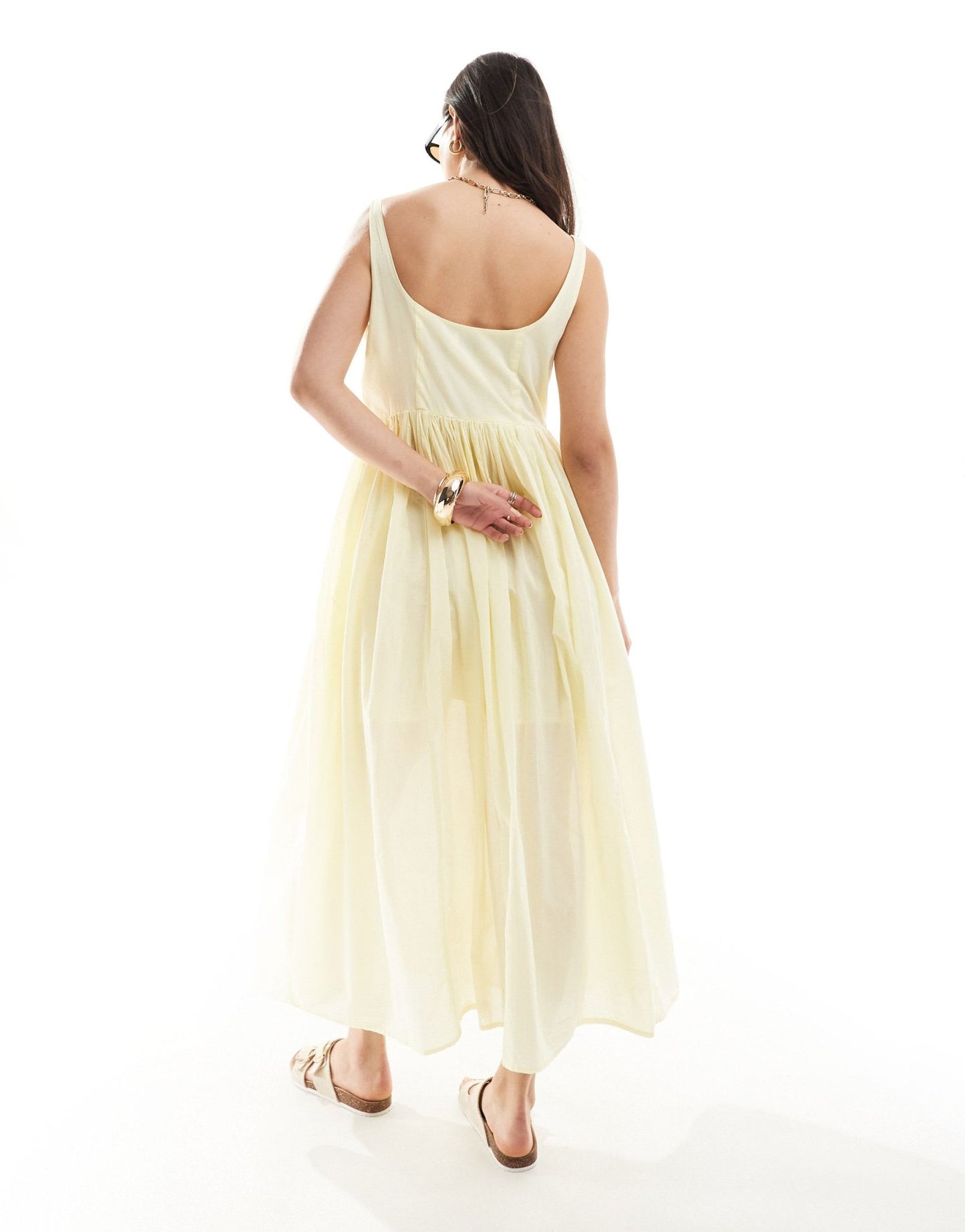 ASOS DESIGN voile picnic midi sundress in lemon - ASOS Sample Sale