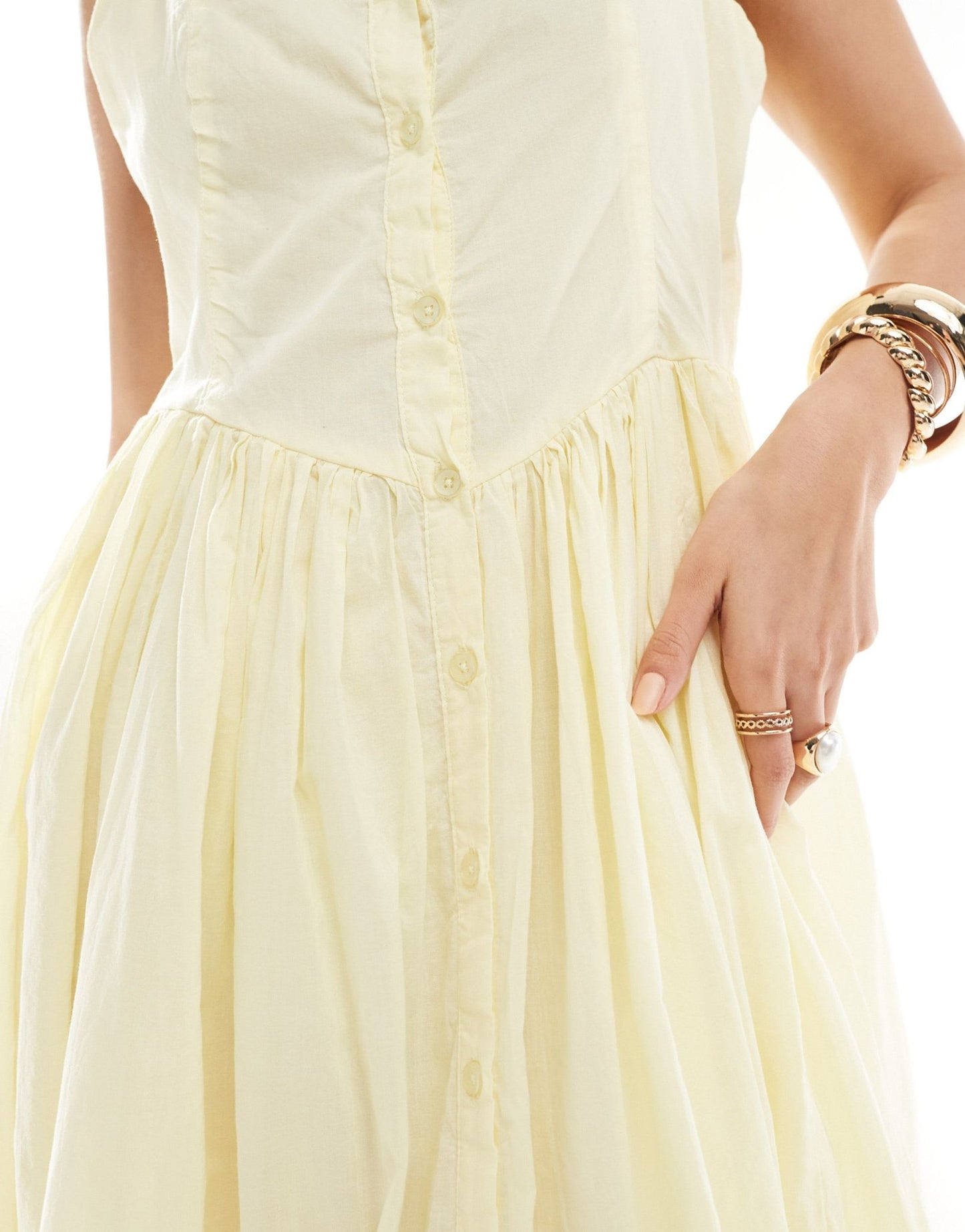 ASOS DESIGN voile picnic midi sundress in lemon - ASOS Sample Sale