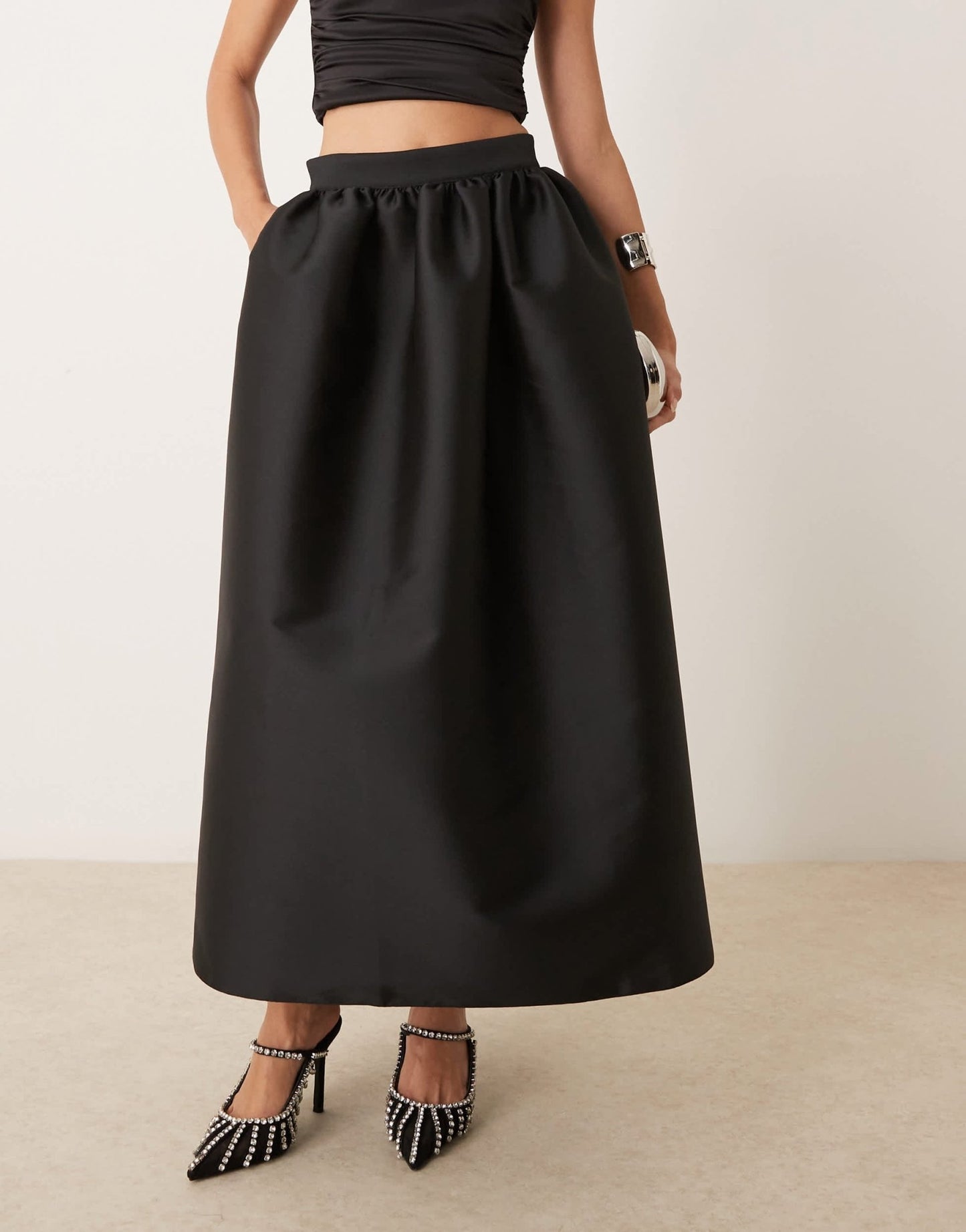 ASOS DESIGN volume maxi skirt in black - ASOS Sample Sale