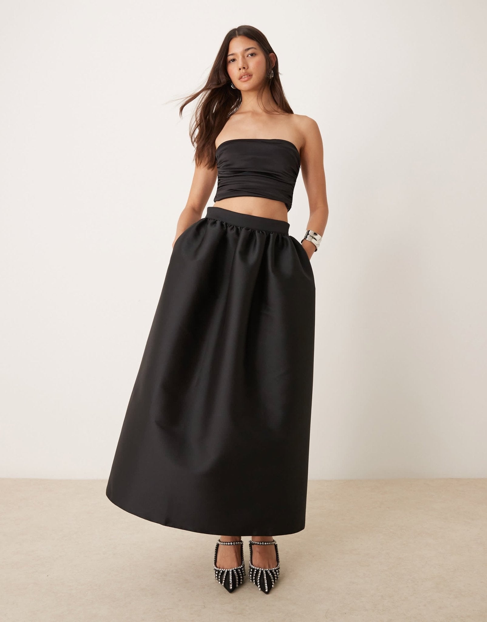 ASOS DESIGN volume maxi skirt in black - ASOS Sample Sale