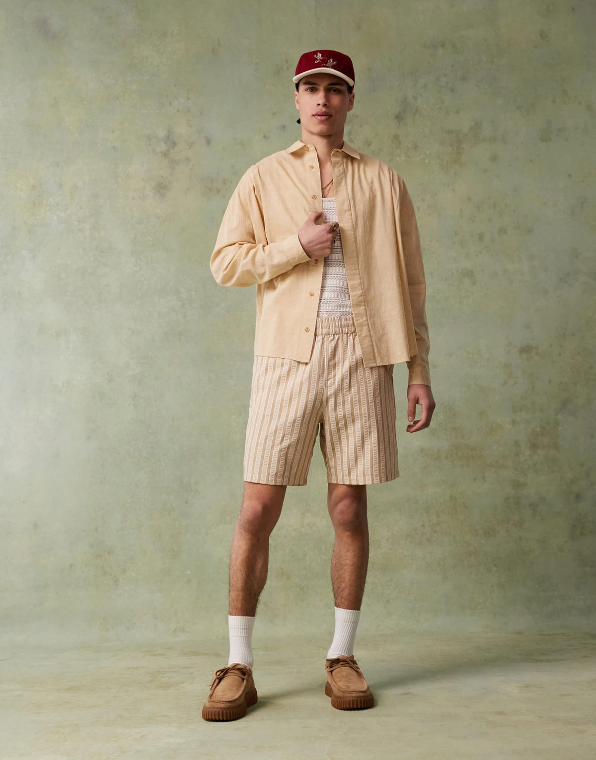 ASOS DESIGN volume oversized shirt with concealed buttons in stone - ASOS Sample Sale