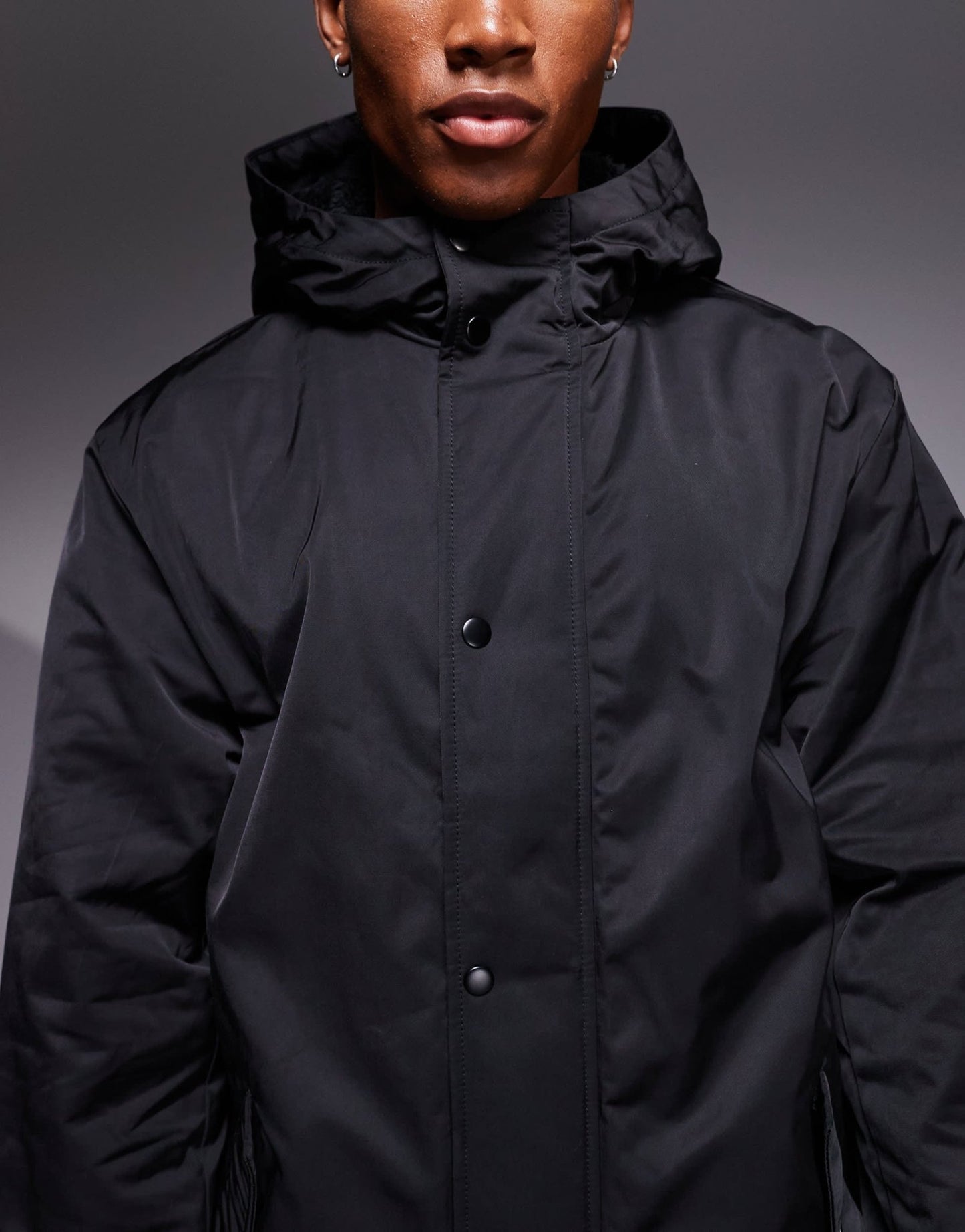 ASOS DESIGN wadded longline parka jacket in black - ASOS Sample Sale