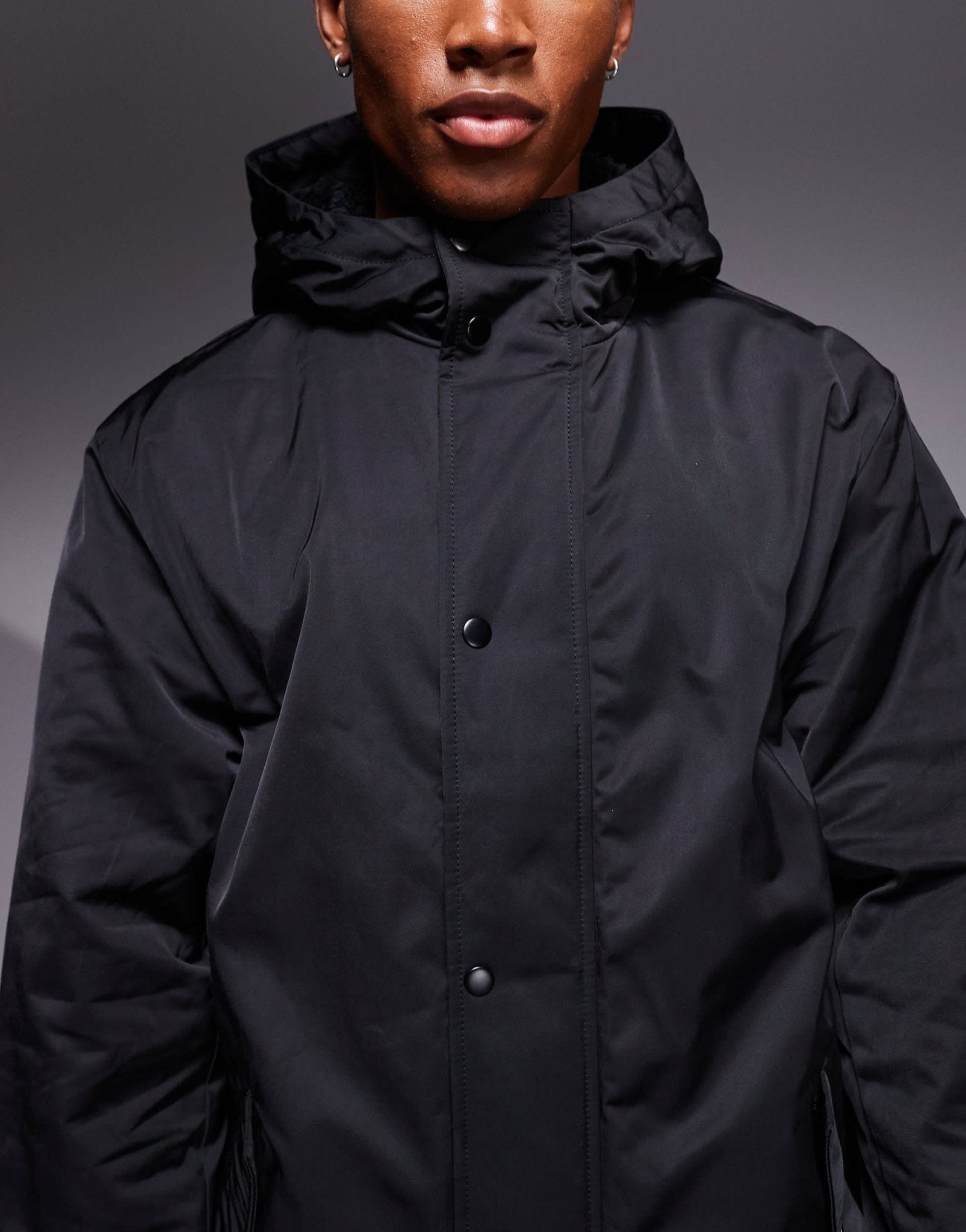 ASOS DESIGN wadded longline parka jacket in black - ASOS Sample Sale