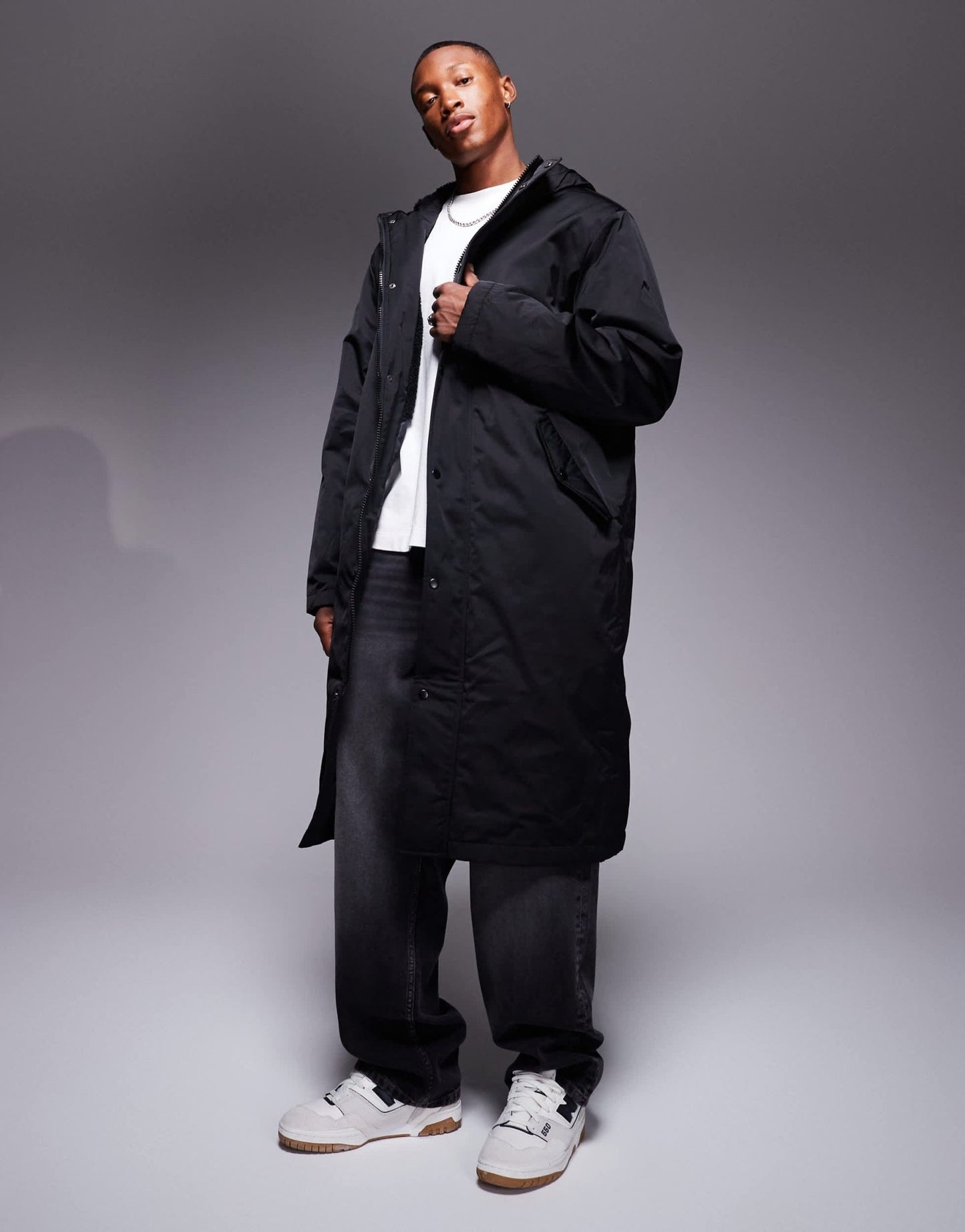 ASOS DESIGN wadded longline parka jacket in black - ASOS Sample Sale