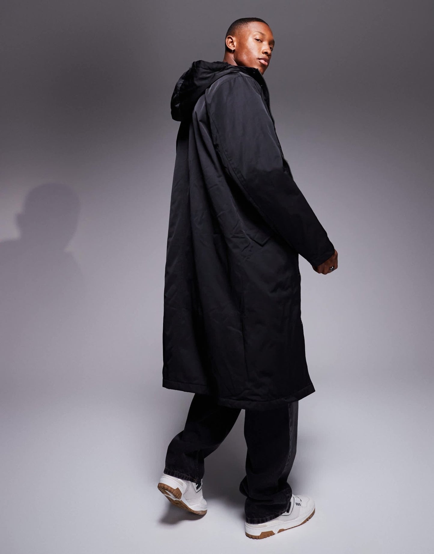 ASOS DESIGN wadded longline parka jacket in black - ASOS Sample Sale