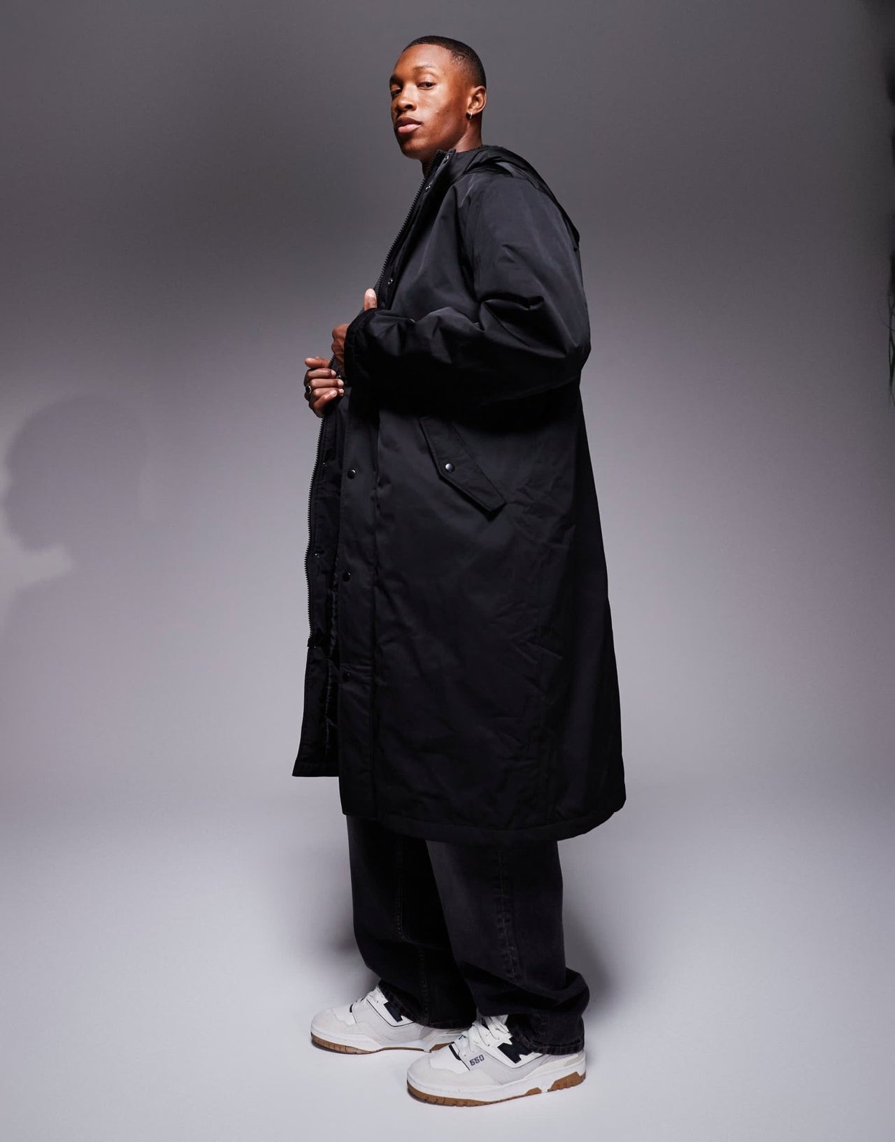 ASOS DESIGN wadded longline parka jacket in black - ASOS Sample Sale