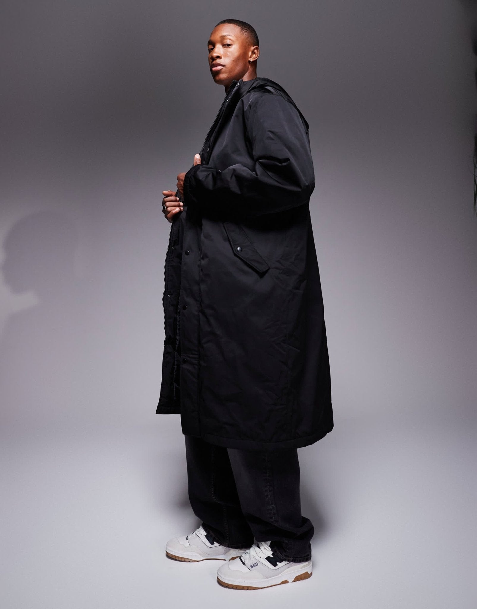 ASOS DESIGN wadded longline parka jacket in black - ASOS Sample Sale