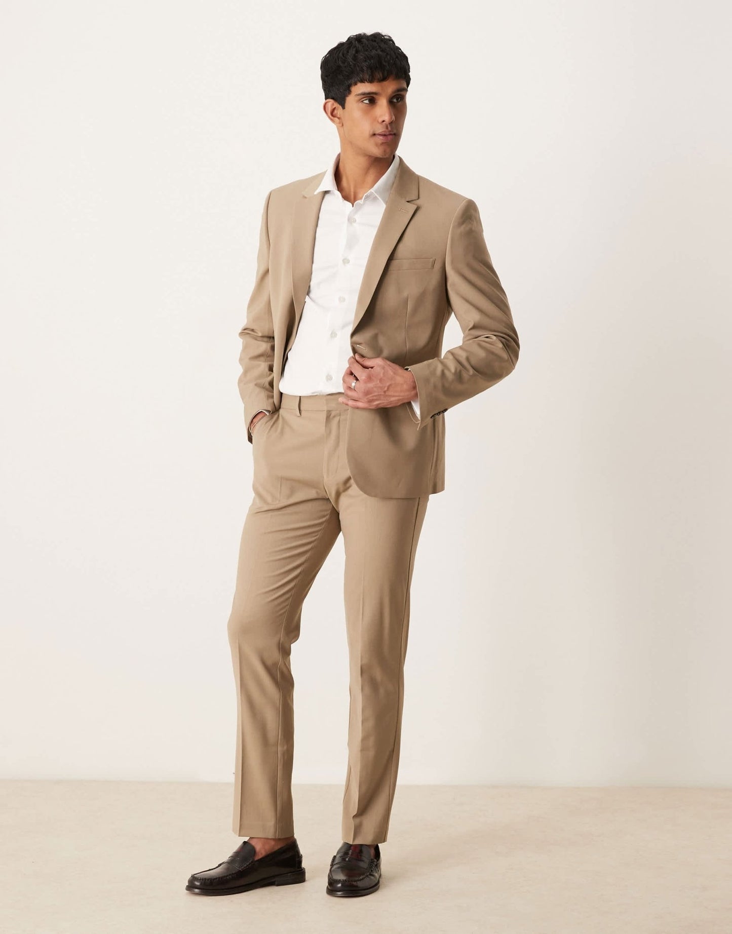 ASOS DESIGN washable slim suit jacket with lightweight worsted wool in beige - ASOS Sample Sale