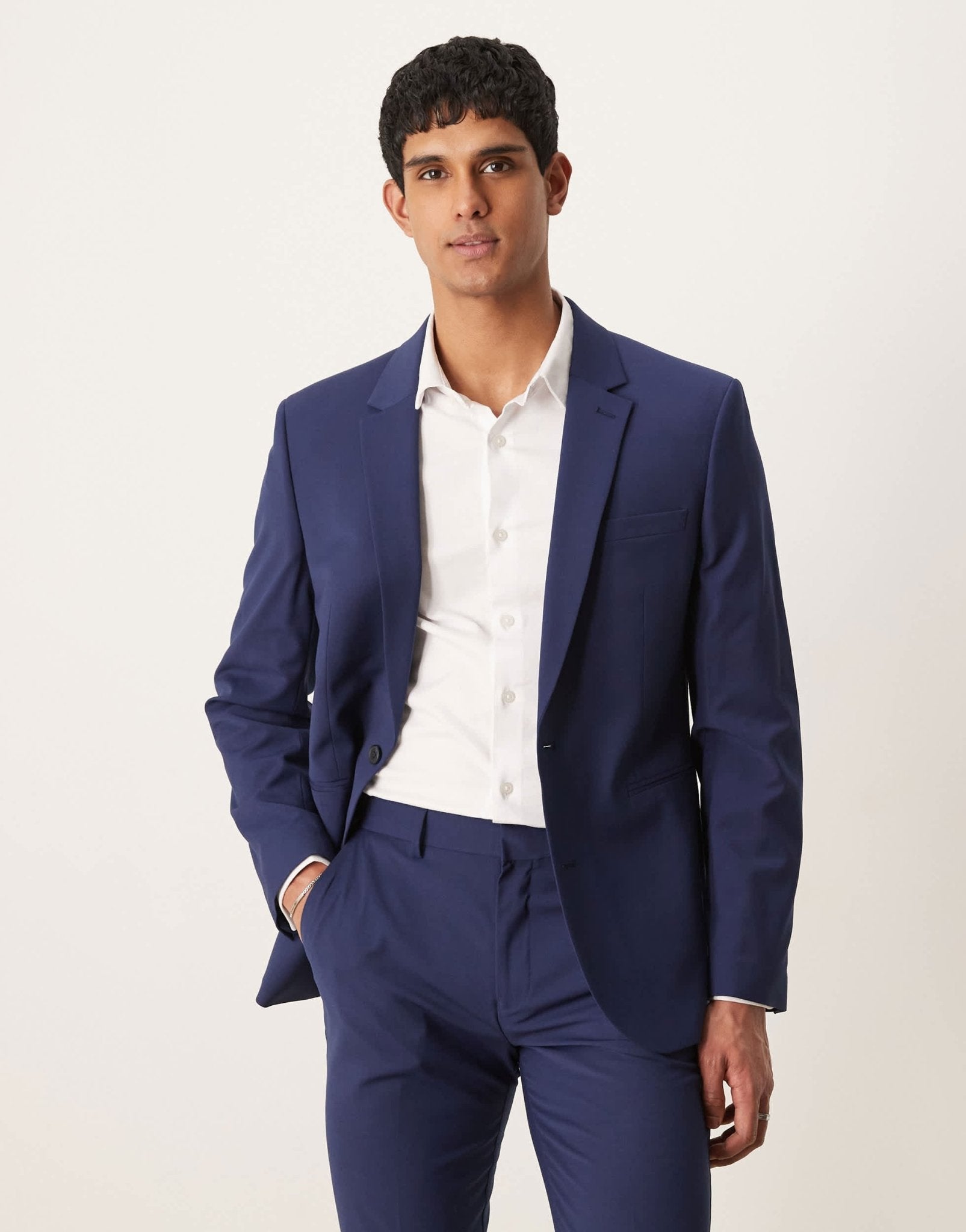 ASOS DESIGN washable slim suit jacket with lightweight worsted wool in blue - ASOS Sample Sale