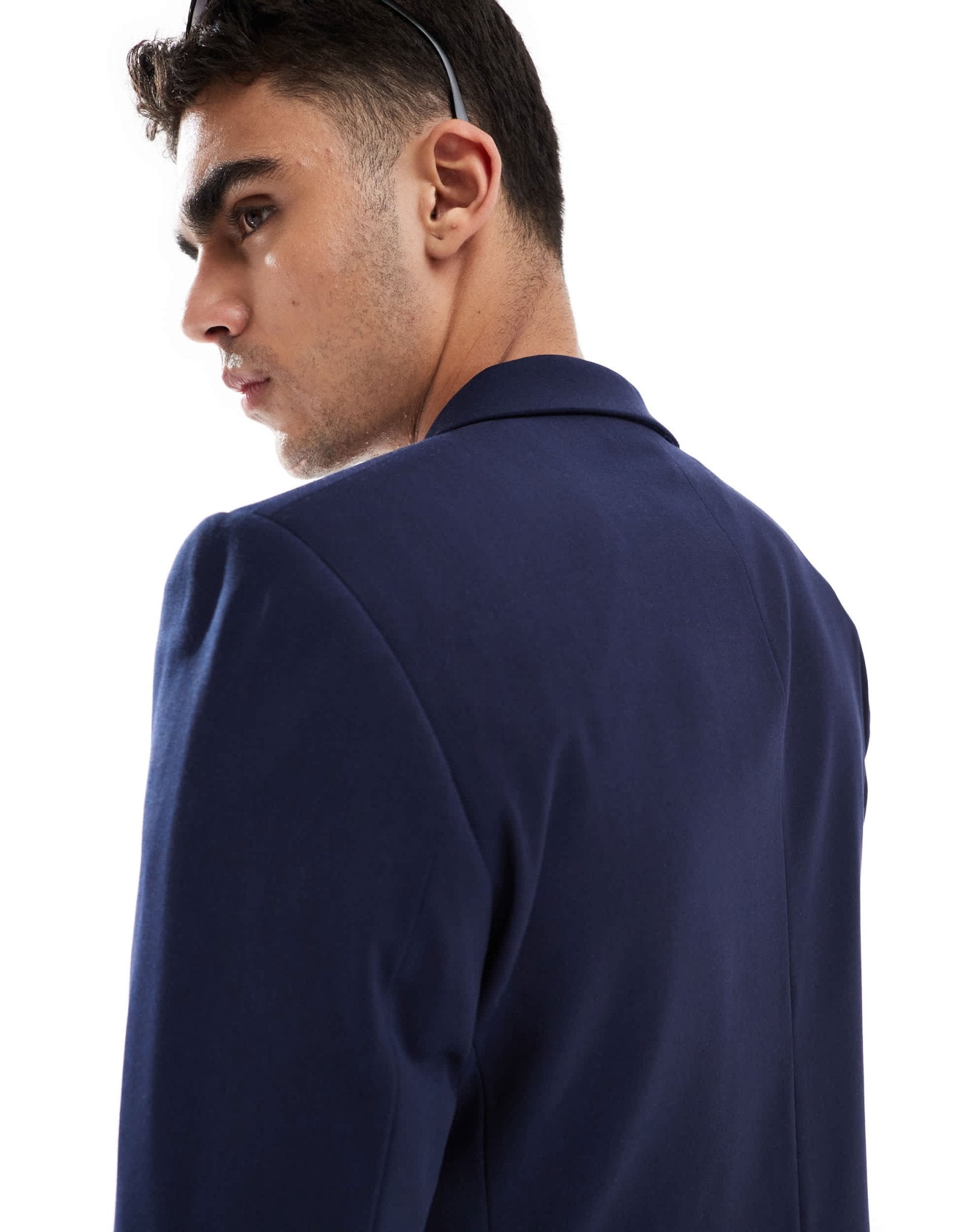ASOS DESIGN washable slim suit jacket with lightweight worsted wool in navy - ASOS Sample Sale