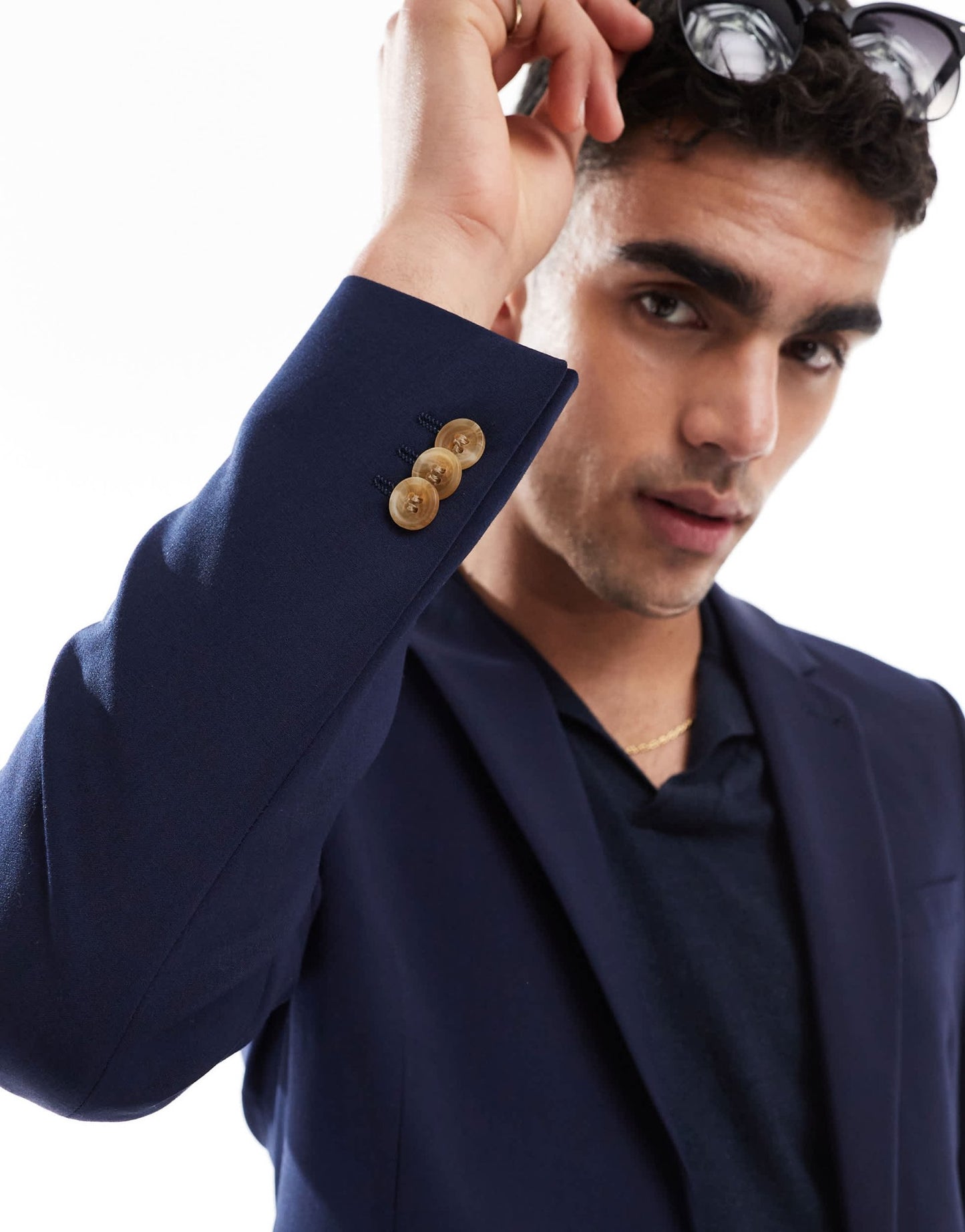 ASOS DESIGN washable slim suit jacket with lightweight worsted wool in navy - ASOS Sample Sale