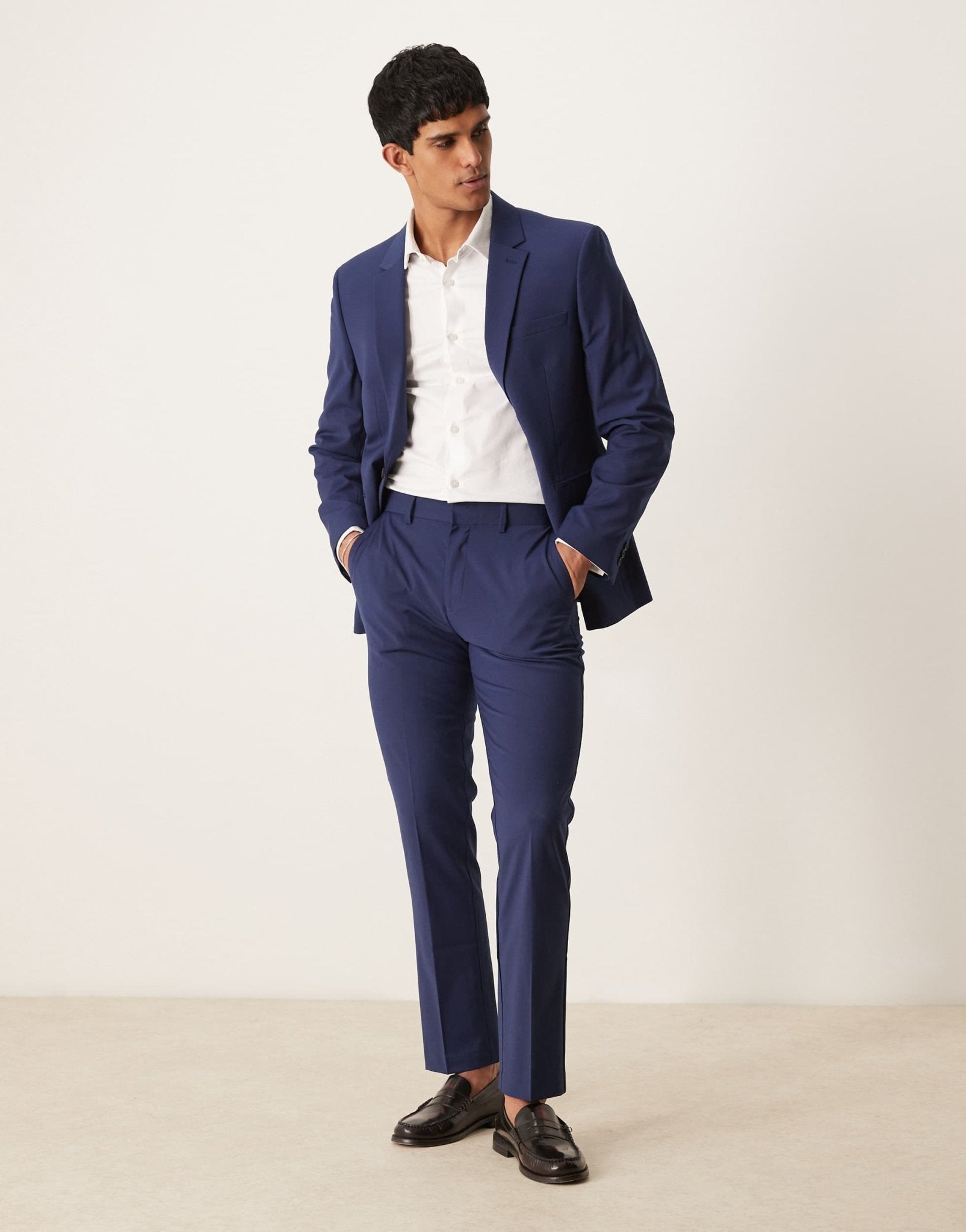 ASOS DESIGN washable slim suit trousers with lightweight worsted wool in blue - ASOS Sample Sale