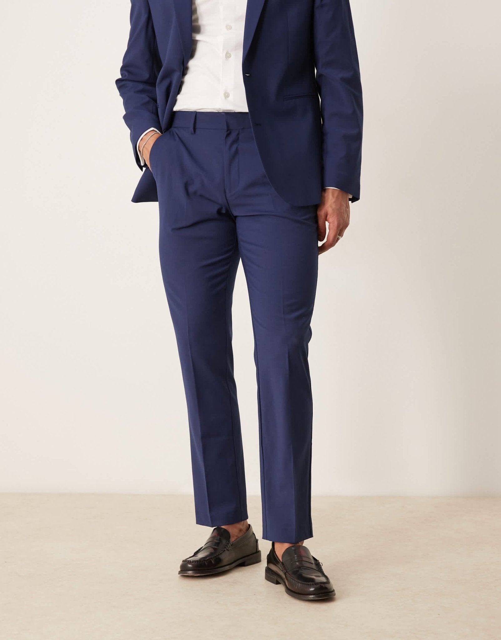 ASOS DESIGN washable slim suit trousers with lightweight worsted wool in blue - ASOS Sample Sale