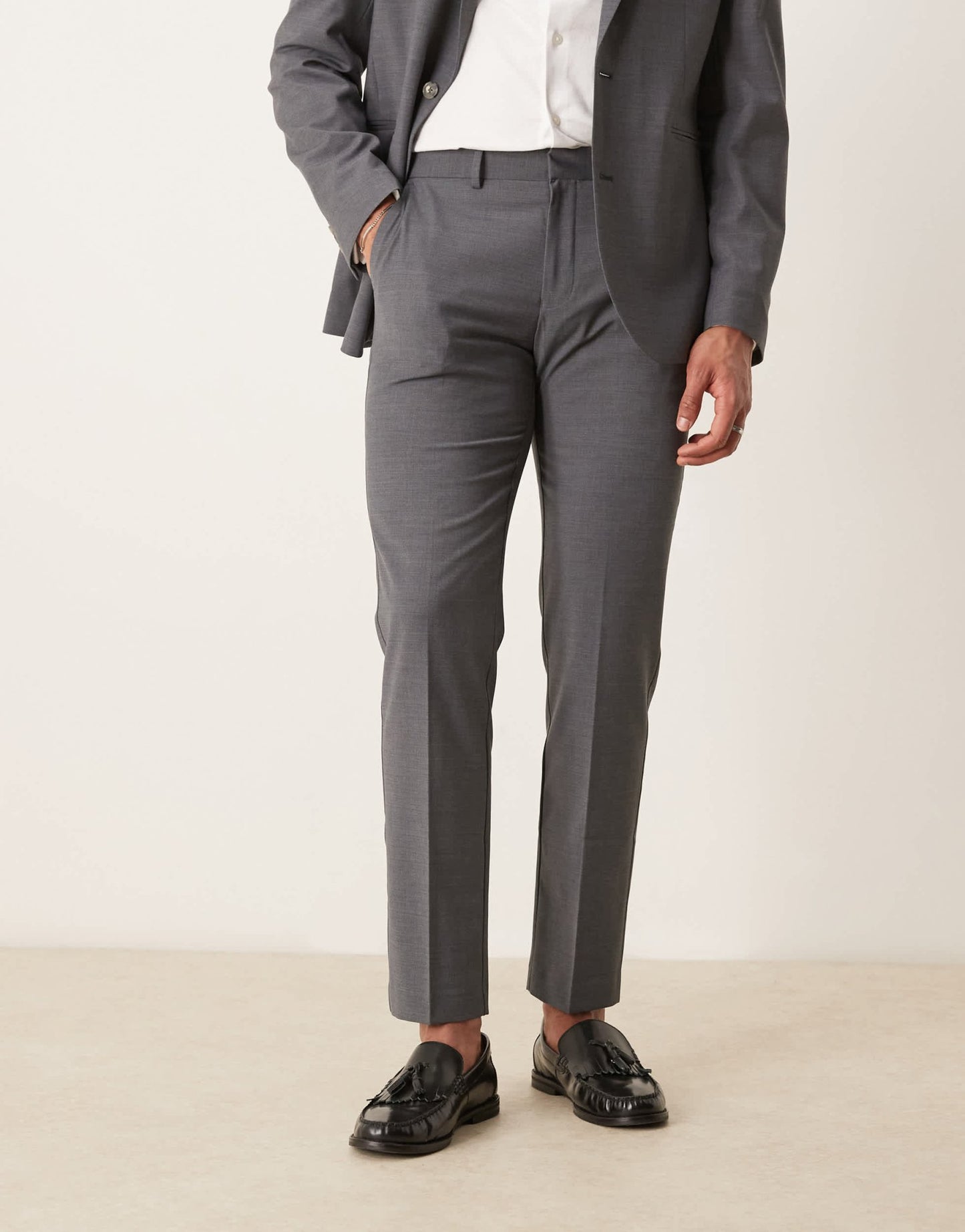 ASOS DESIGN washable slim suit trousers with lightweight worsted wool in charcoal - ASOS Sample Sale