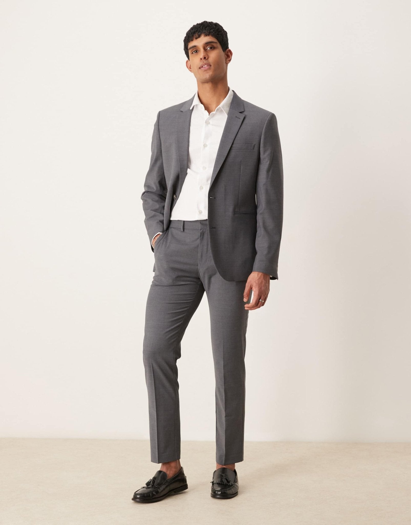 ASOS DESIGN washable slim suit trousers with lightweight worsted wool in charcoal - ASOS Sample Sale