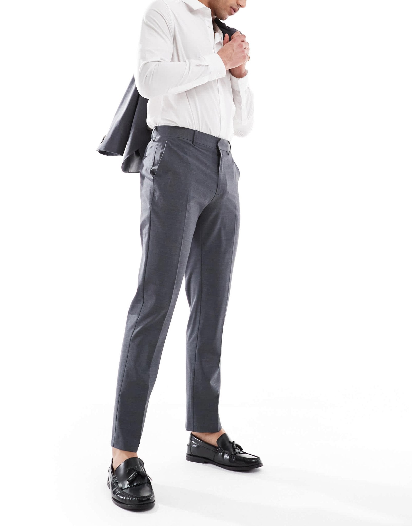 ASOS DESIGN washable slim suit trousers with lightweight worsted wool in charcoal - ASOS Sample Sale