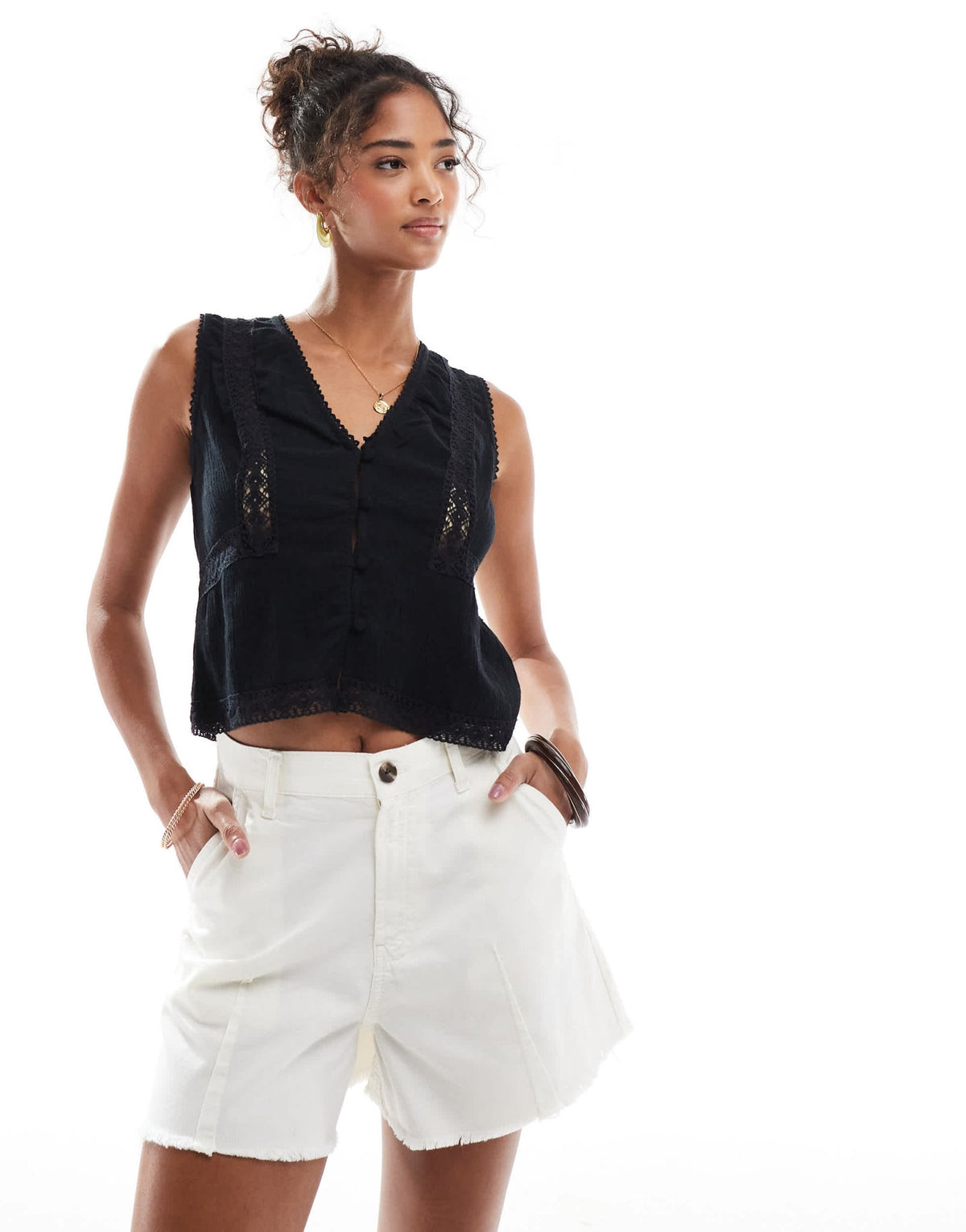 ASOS DESIGN washed a line shorts in cream - ASOS Sample Sale