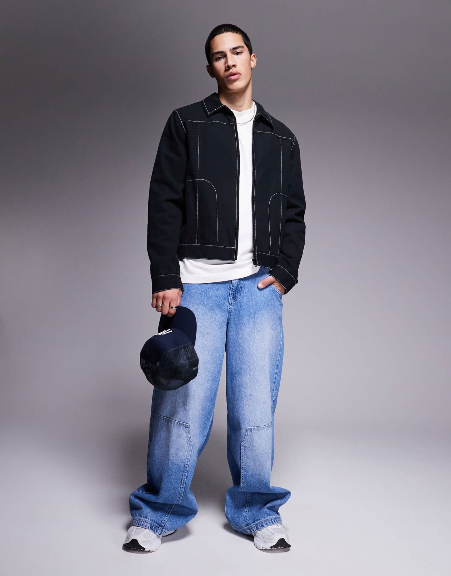 ASOS DESIGN washed cotton harrington jacket in black - ASOS Sample Sale