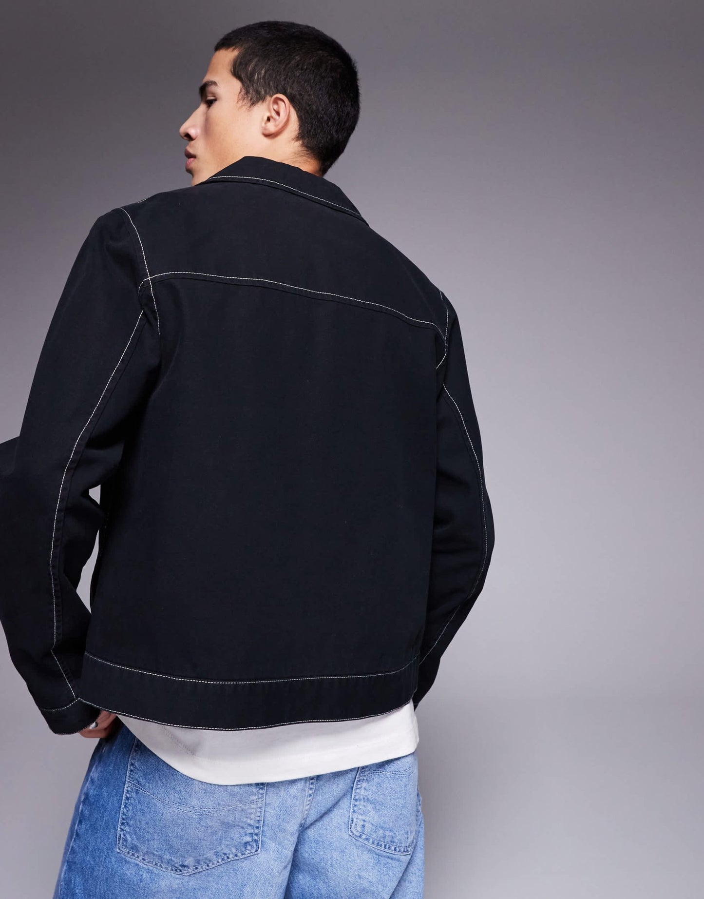 ASOS DESIGN washed cotton harrington jacket in black - ASOS Sample Sale