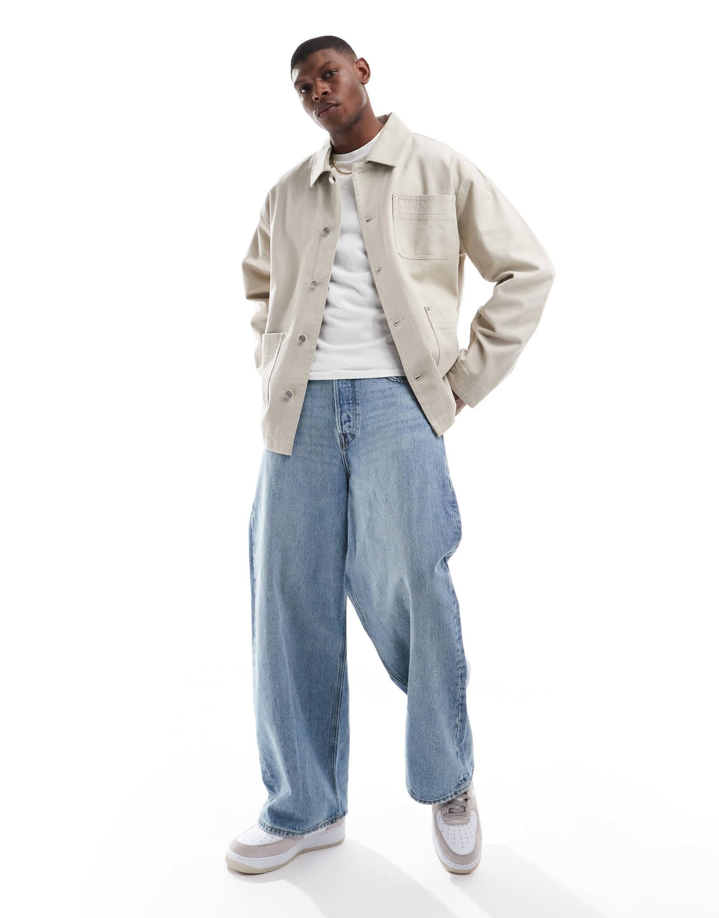 ASOS DESIGN washed twill worker jacket in stone - ASOS Sample Sale