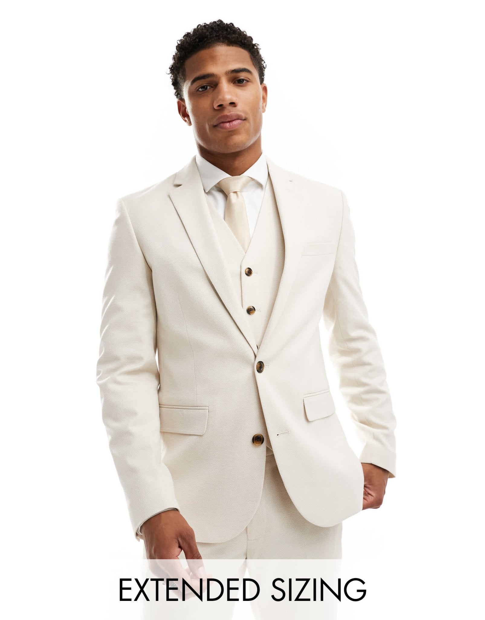 ASOS DESIGN wedding skinny suit jacket in stone textured basketweave - ASOS Sample Sale
