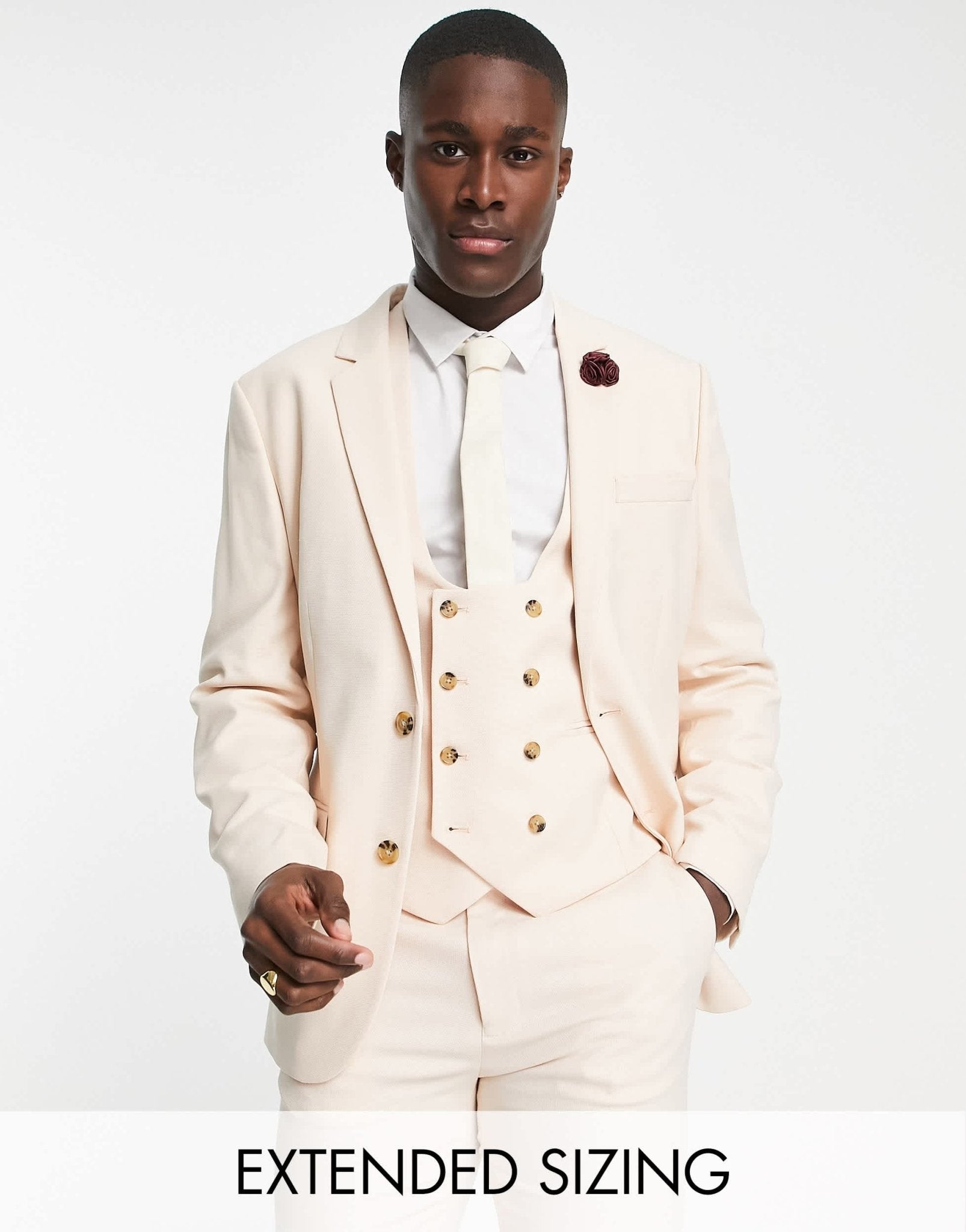 ASOS DESIGN wedding skinny suit jacket with micro texture in stone - ASOS Sample Sale