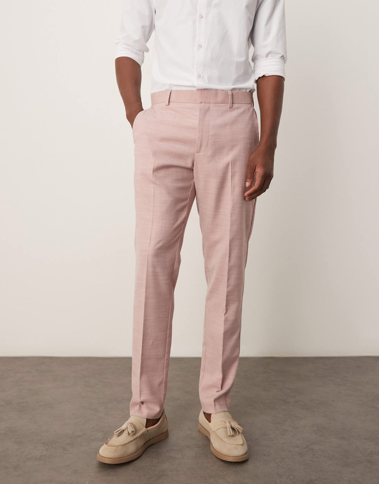 ASOS DESIGN wedding skinny suit trousers in pink texture - ASOS Sample Sale