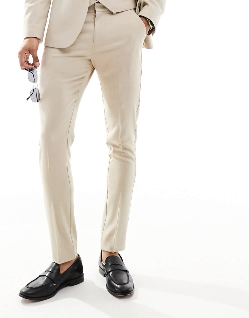 ASOS DESIGN wedding skinny suit trousers in stone - ASOS Sample Sale