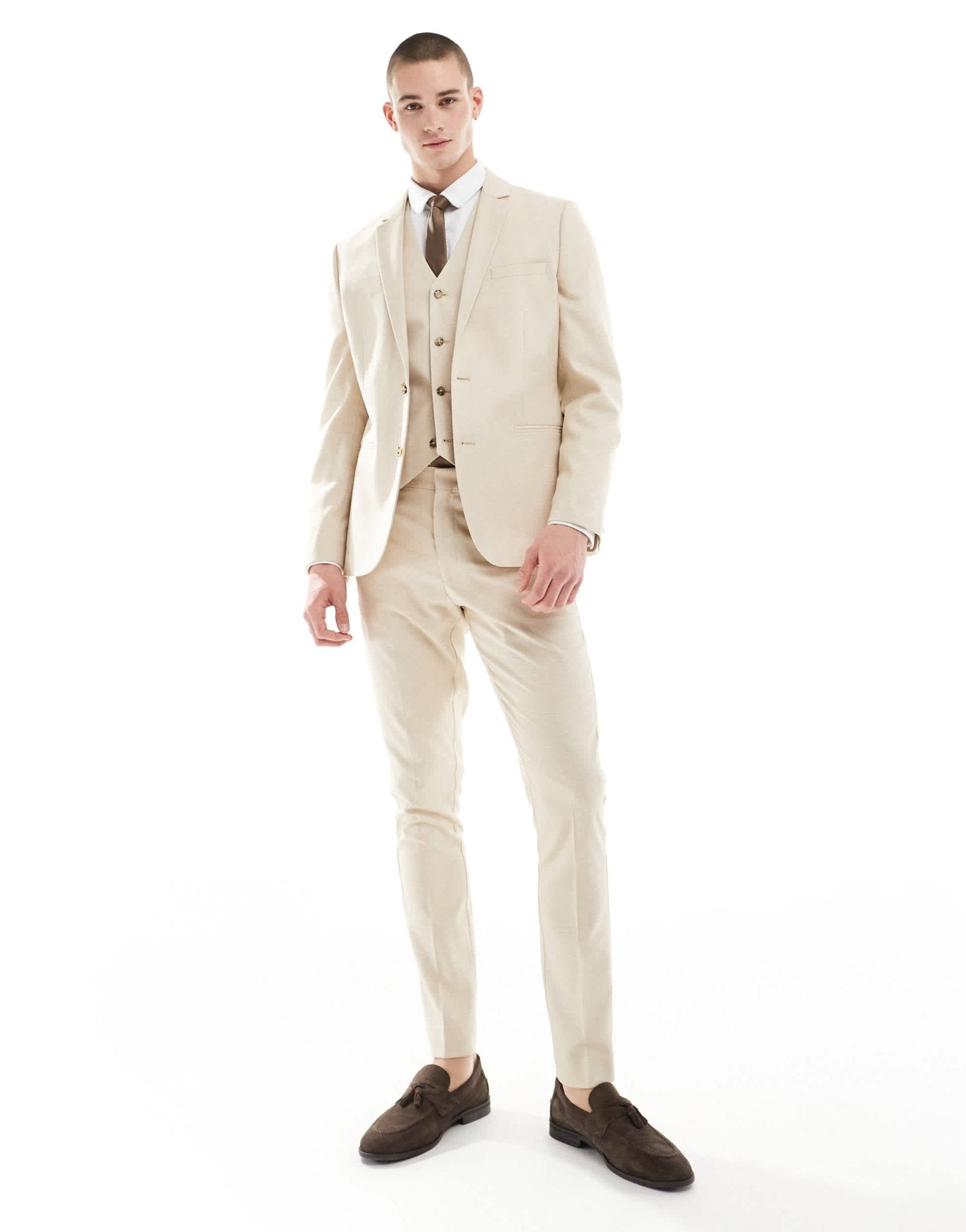 ASOS DESIGN wedding skinny suit trousers in stone - ASOS Sample Sale
