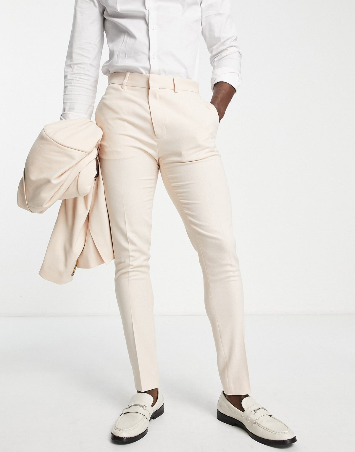 ASOS DESIGN wedding skinny suit trousers with micro texture in stone - ASOS Sample Sale