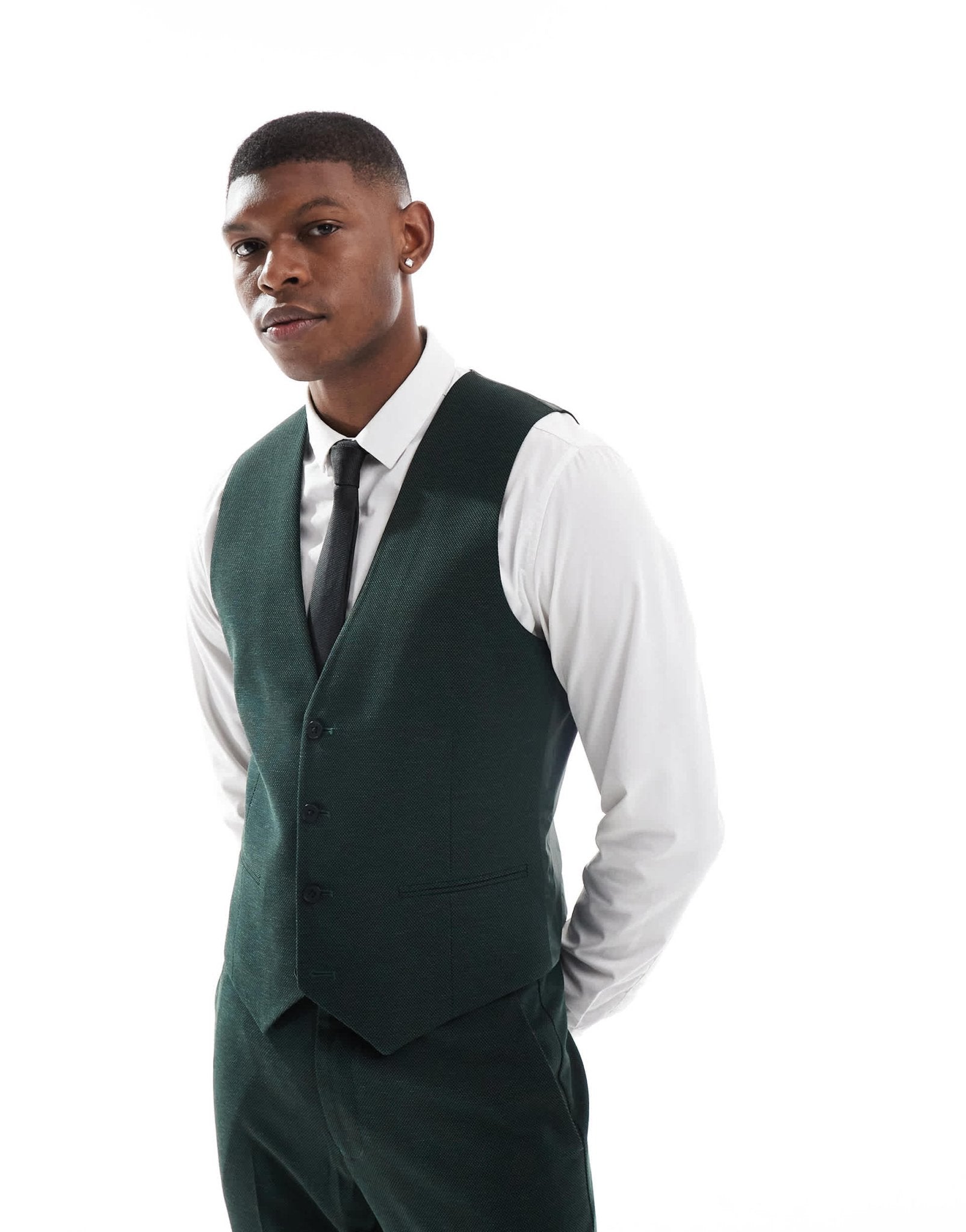 ASOS DESIGN wedding skinny suit waistcoat in green - ASOS Sample Sale