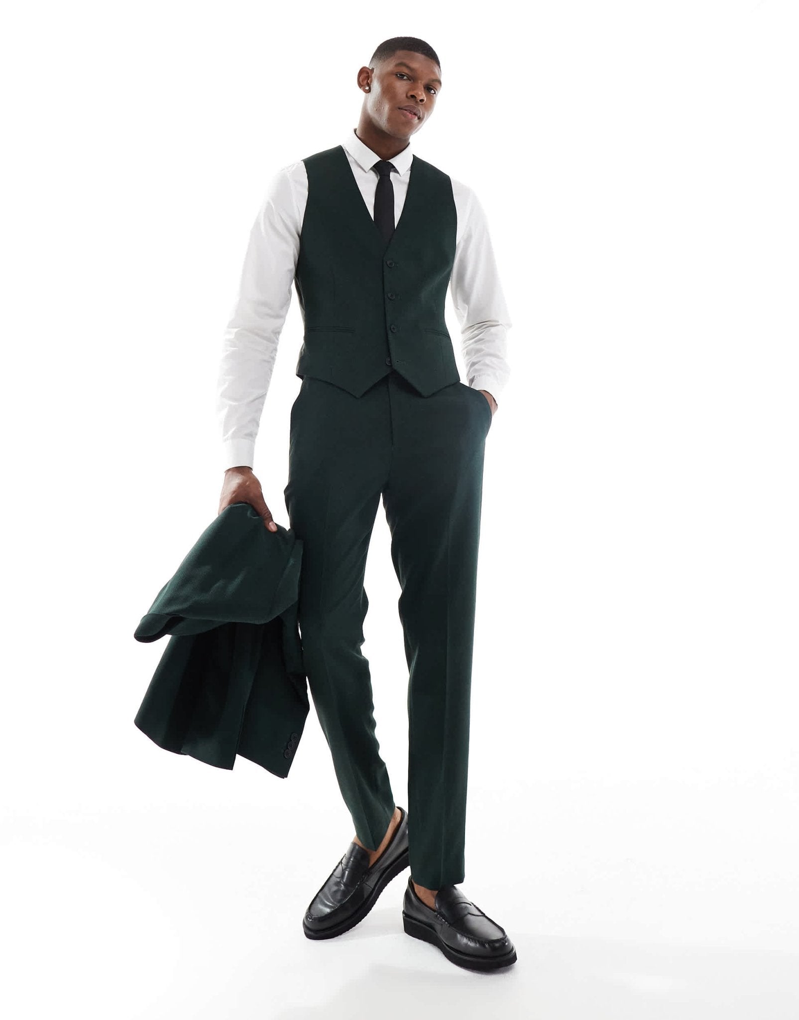 ASOS DESIGN wedding skinny suit waistcoat in green - ASOS Sample Sale