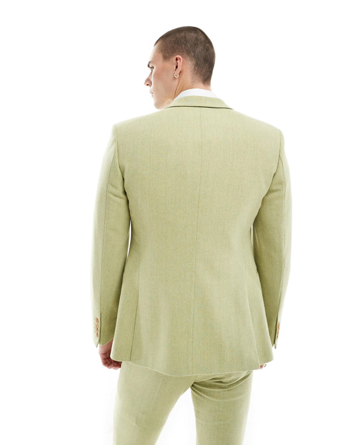 ASOS DESIGN wedding skinny wool mix suit jacket in olive basketweave texture - ASOS Sample Sale