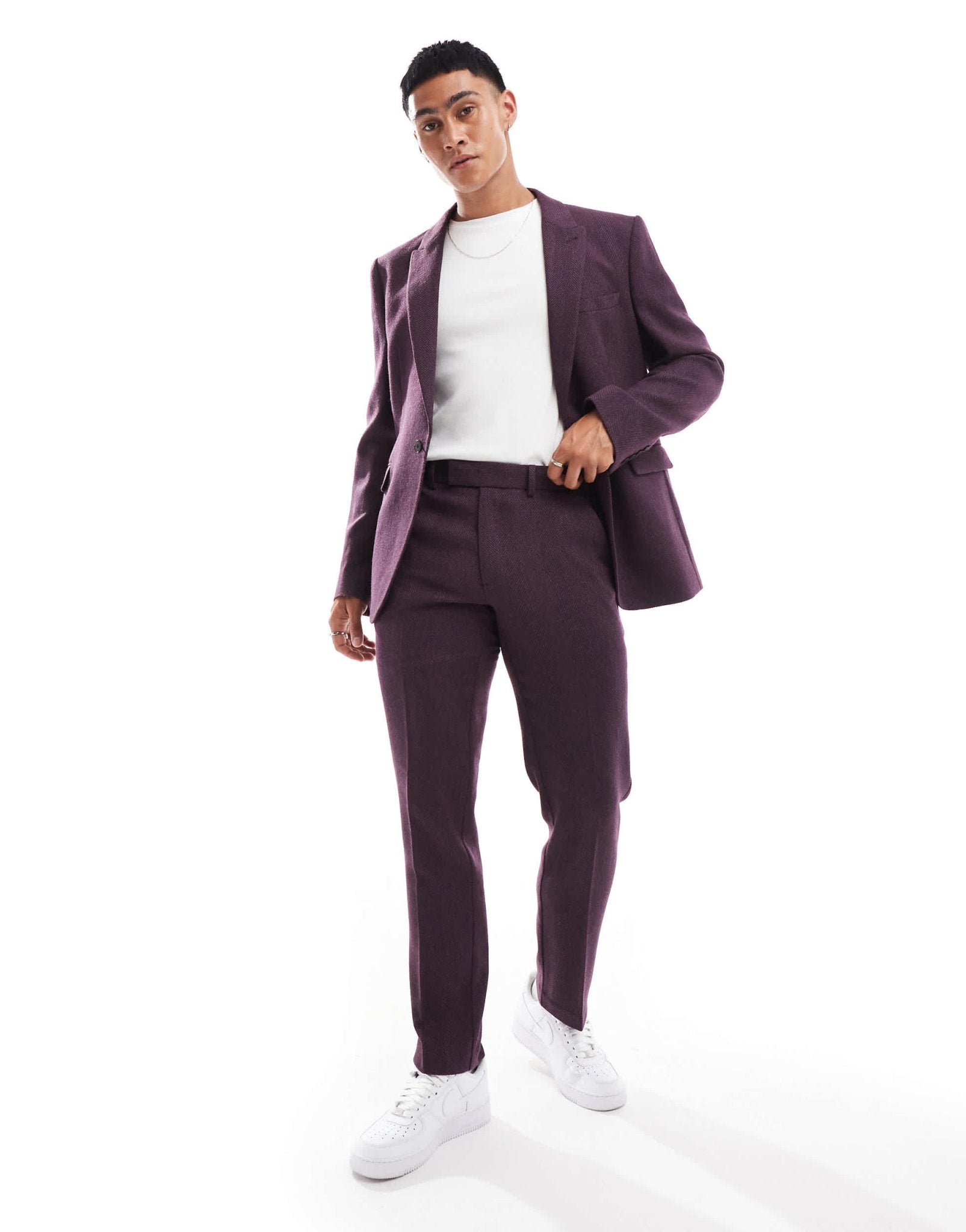 ASOS DESIGN wedding slim suit trouser in wool herringbone - ASOS Sample Sale