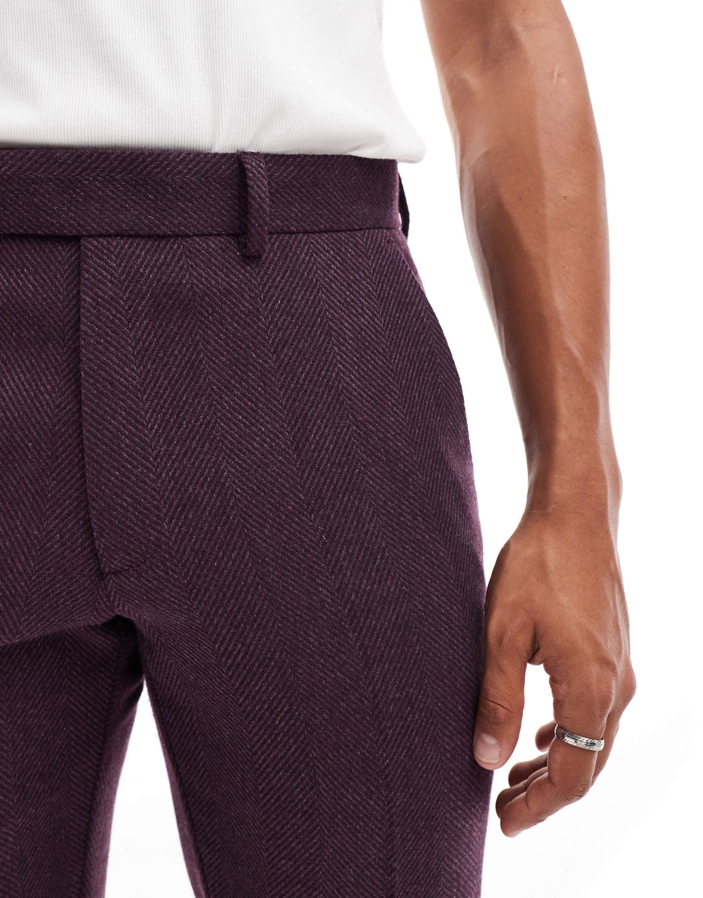 ASOS DESIGN wedding slim suit trouser in wool herringbone - ASOS Sample Sale