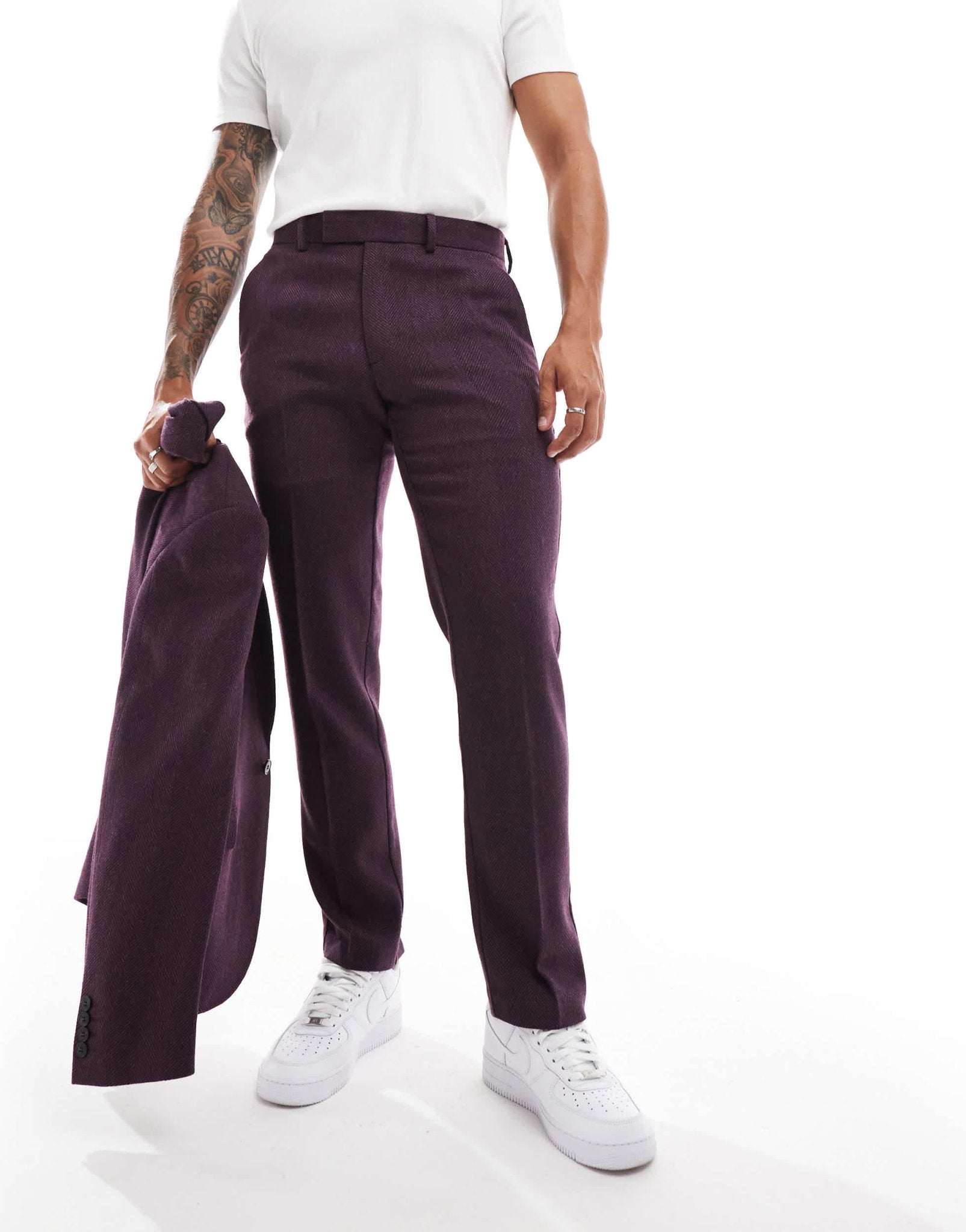 ASOS DESIGN wedding slim suit trouser in wool herringbone - ASOS Sample Sale