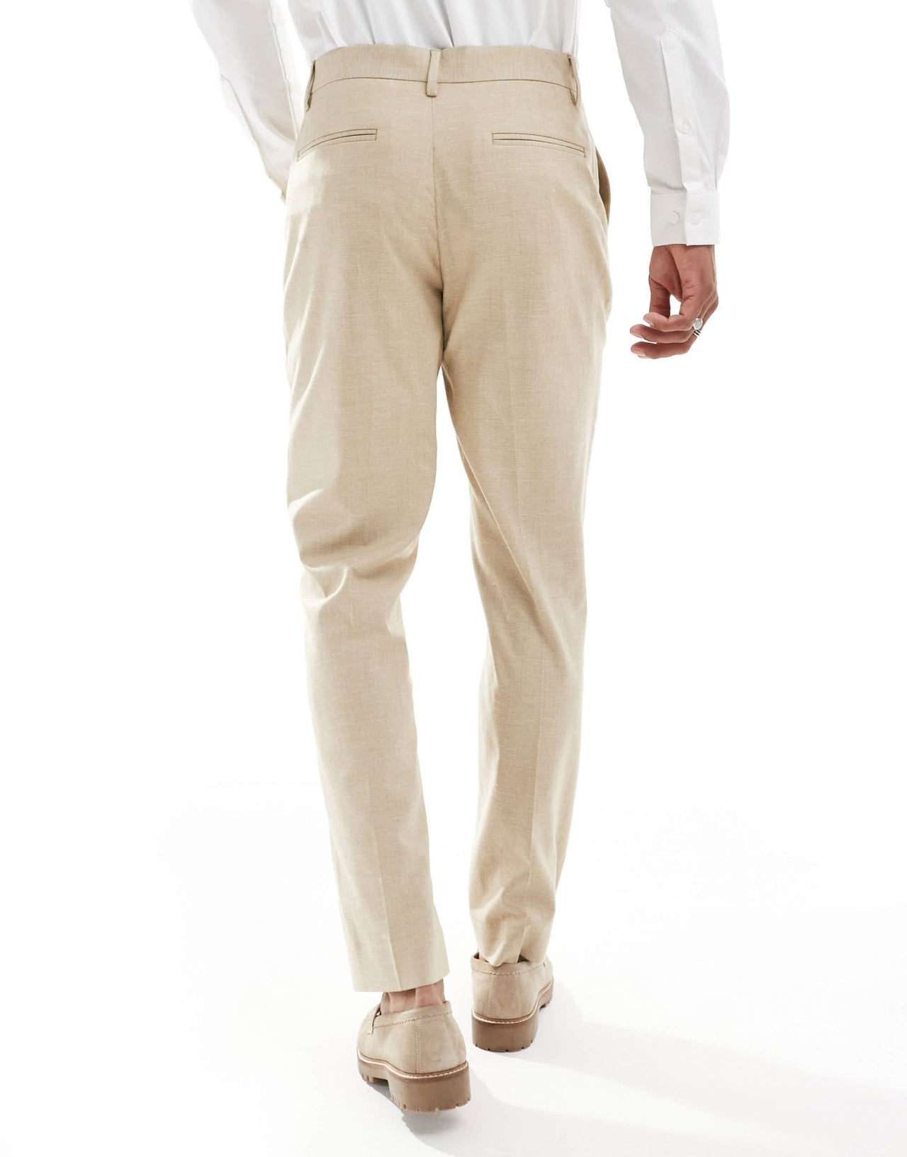 ASOS DESIGN wedding slim suit trousers with linen in stone - ASOS Sample Sale