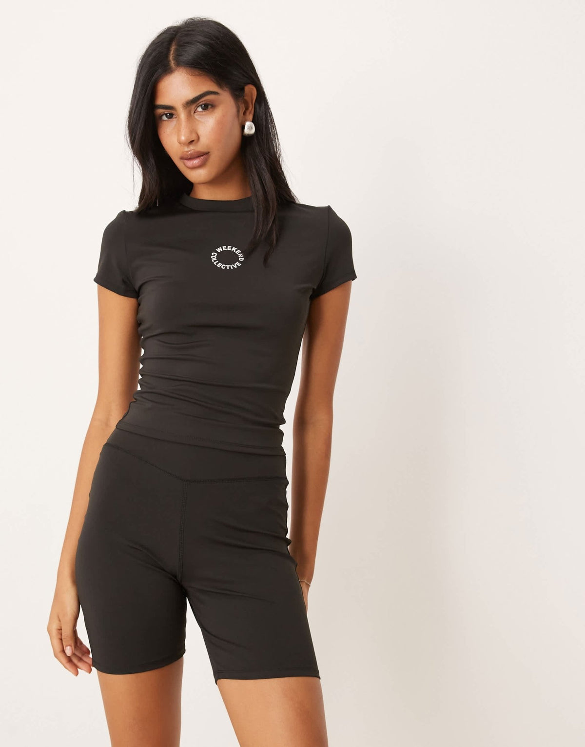 ASOS DESIGN Weekend Collective slinky short co-ord in black - ASOS Sample Sale